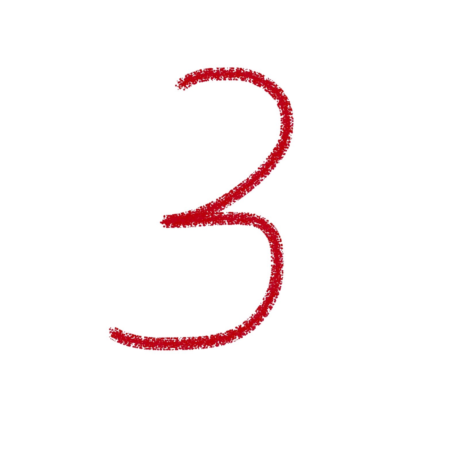 Red number 3 on a white background.