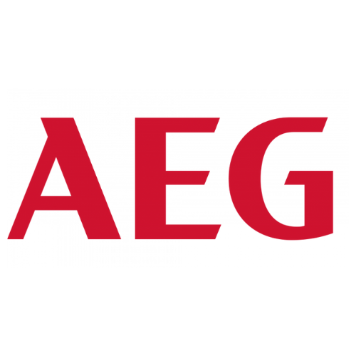 Red logo with the letters AEG on a white background.