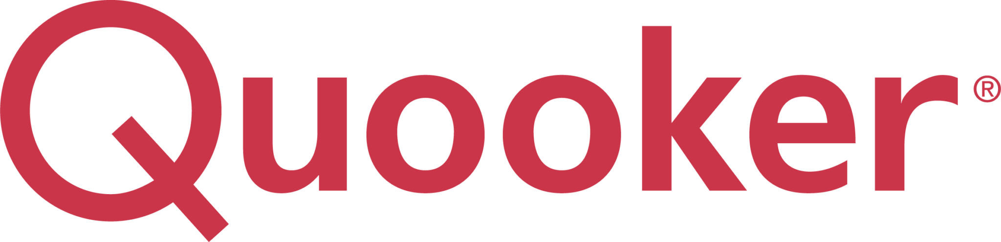 The word 'Quooker' in dark red letters with a stylized 'Q' that incorporates a kitchen faucet spout.