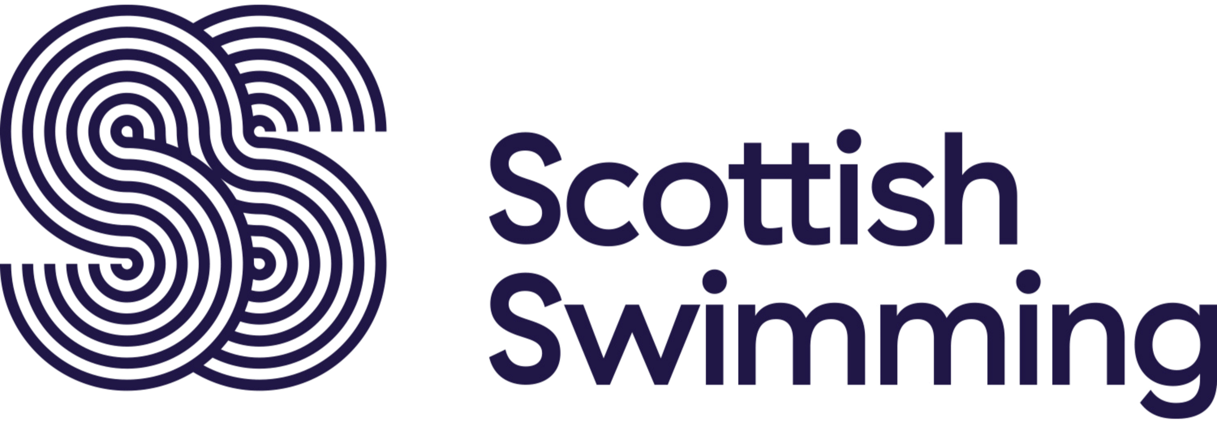 Scottish Swimming logo with a stylised purple 'S' made of a maze pattern and the words 'Scottish Swimming' in purple text.