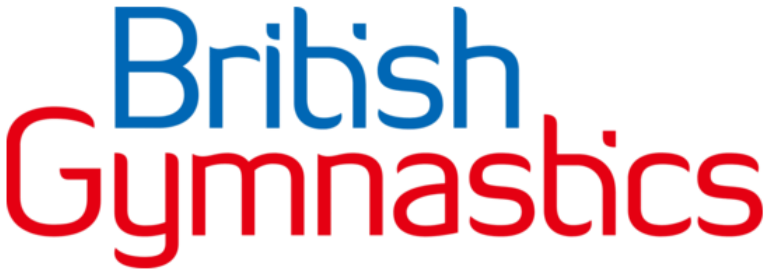 British Gymnastics logo that says 'British' in blue and 'Gymnastics' in red with a white background.