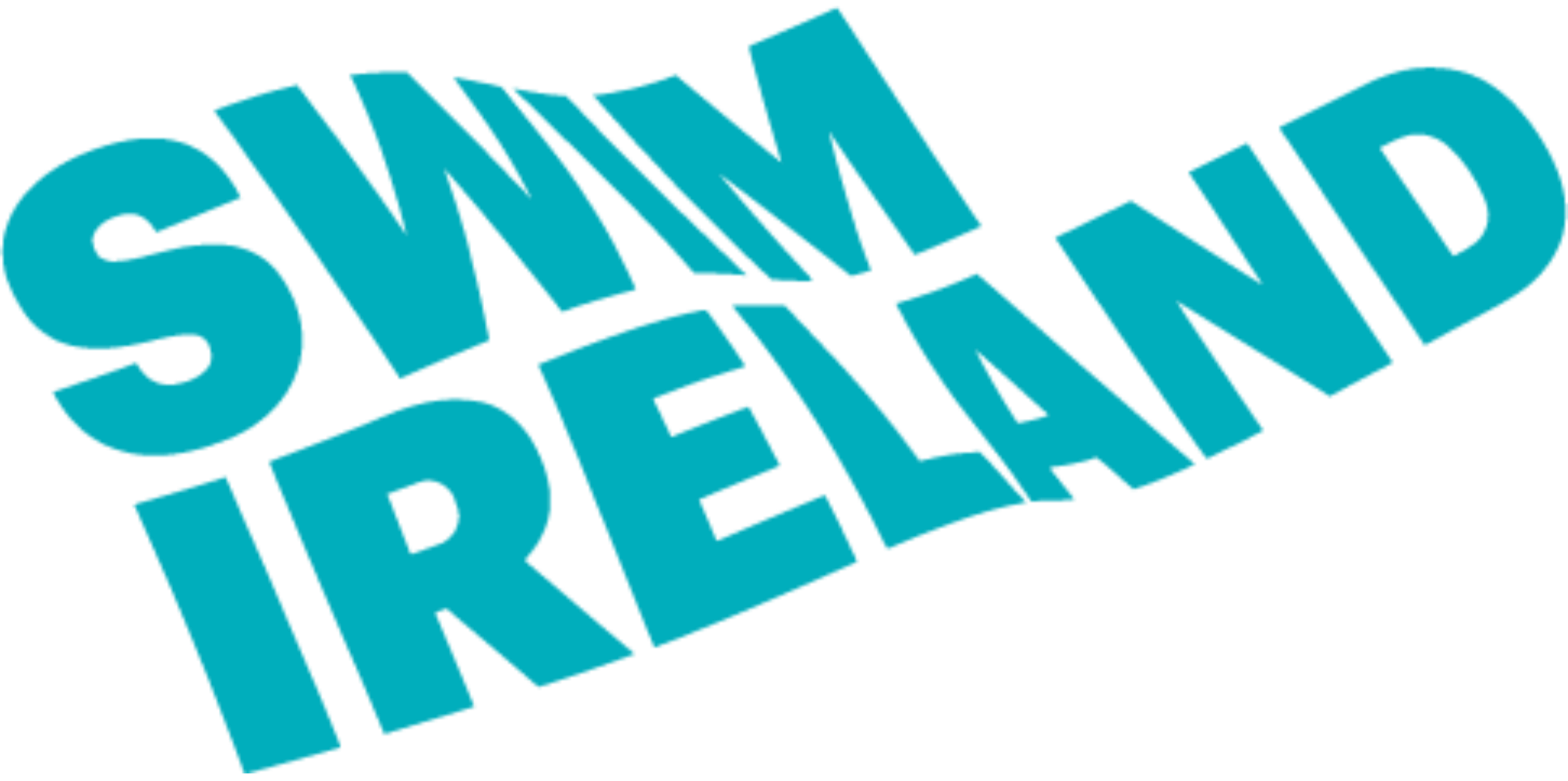 Swim Ireland logo, 3D text saying 'SWIM IRELAND' in blue letters mimicking ripples of water.