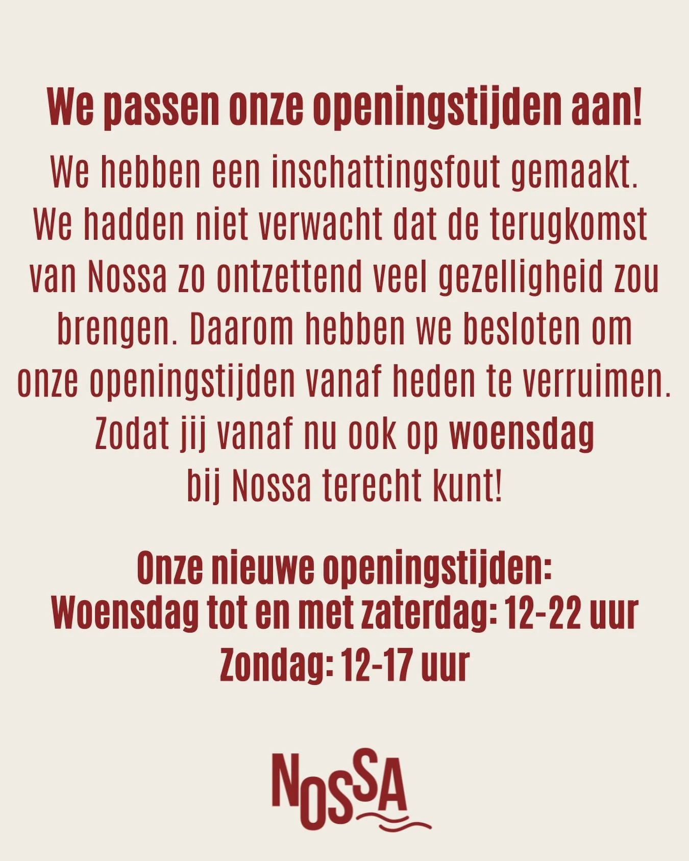 We hebben naar jullie geluisterd!😁
Door jullie grote enthousiasme en het heerlijke weer hebben we besloten dat we vanaf heden ook op woensdag open gaan😍
De perfecte middag om lekker op ons terras plaats te nemen, terwijl je kids zich vermaken in on
