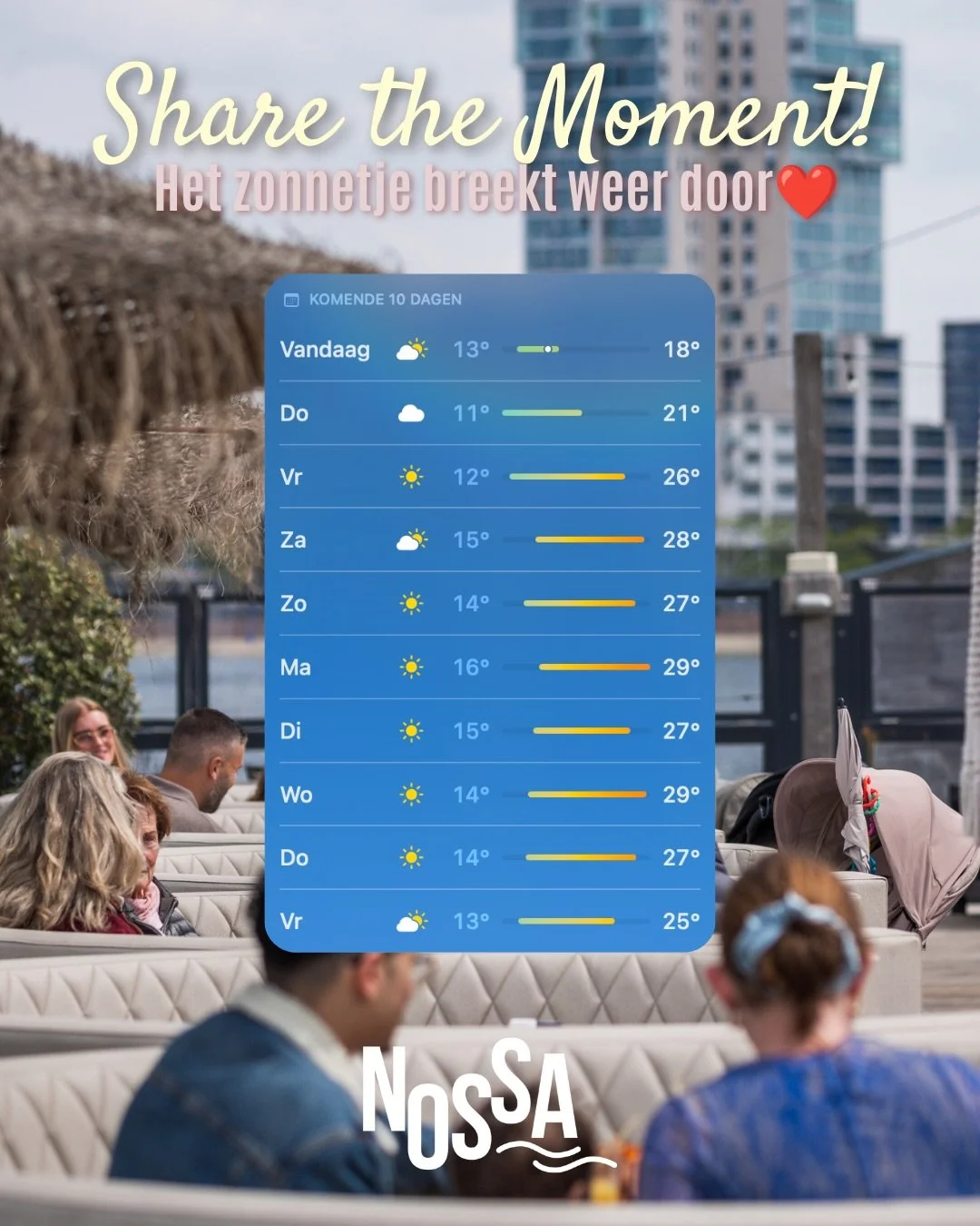 ☀️GOOD VIBES AHEAD 😍
Het zonnetje breekt weer door, dus hoogste tijd om op het chillste terras van Nesselande plaats te nemen 😎
Ook verruimen we de openingstijden tijdens de Pinksterdagen; zondag zijn we geopend van 12-22 uur, maandag van 12-17 uur