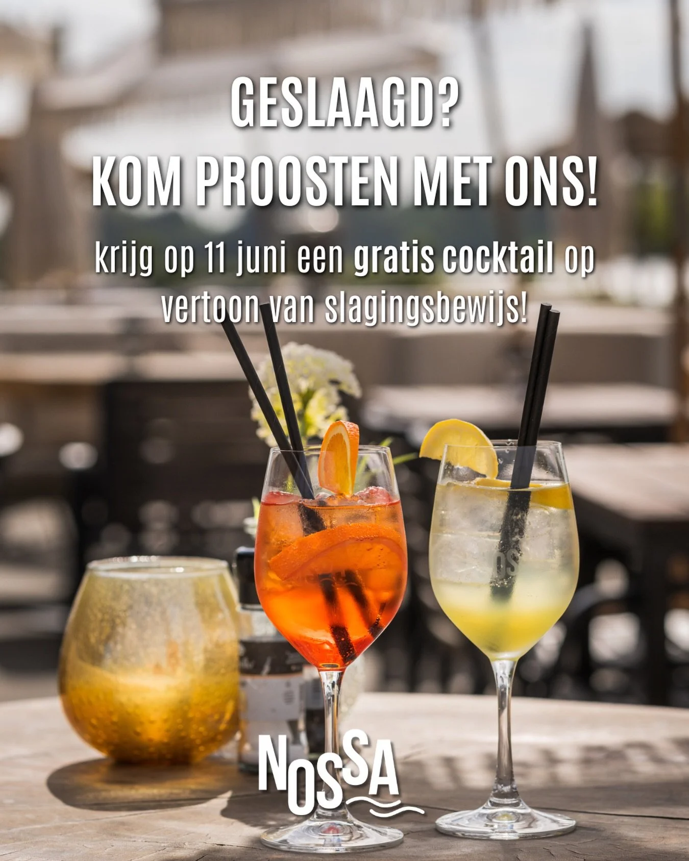 Er staat een cocktail voor je klaar!
Na al dat harde leren, blokken en zwoegen heb jij morgen gewoon je middelbare schooldiploma op zak. Dat moet natuurlijk gevierd worden!

Kom langs op 11 juni en ontvang een gratis cocktail of mocktail op vertoon v