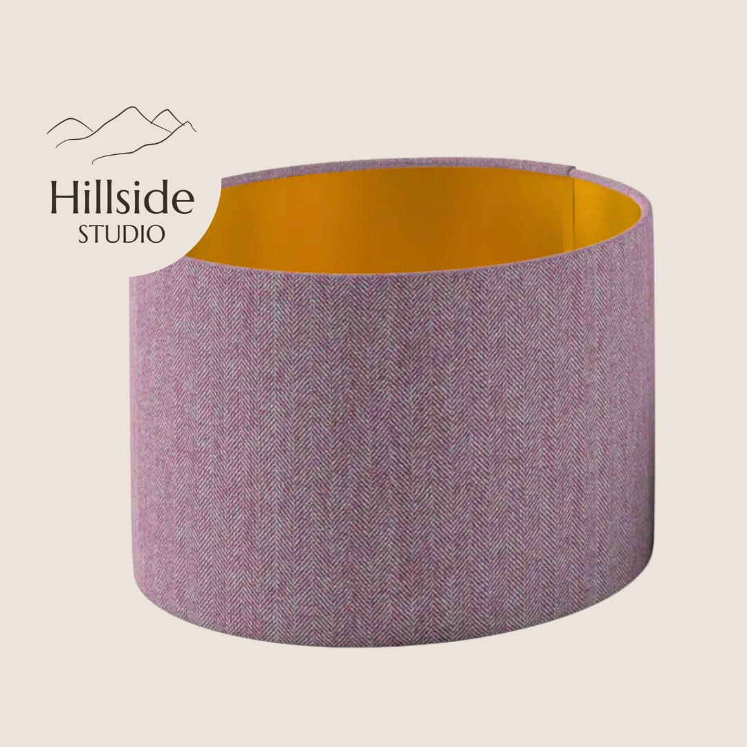Heather Herringbone Tweed Drum Lampshade