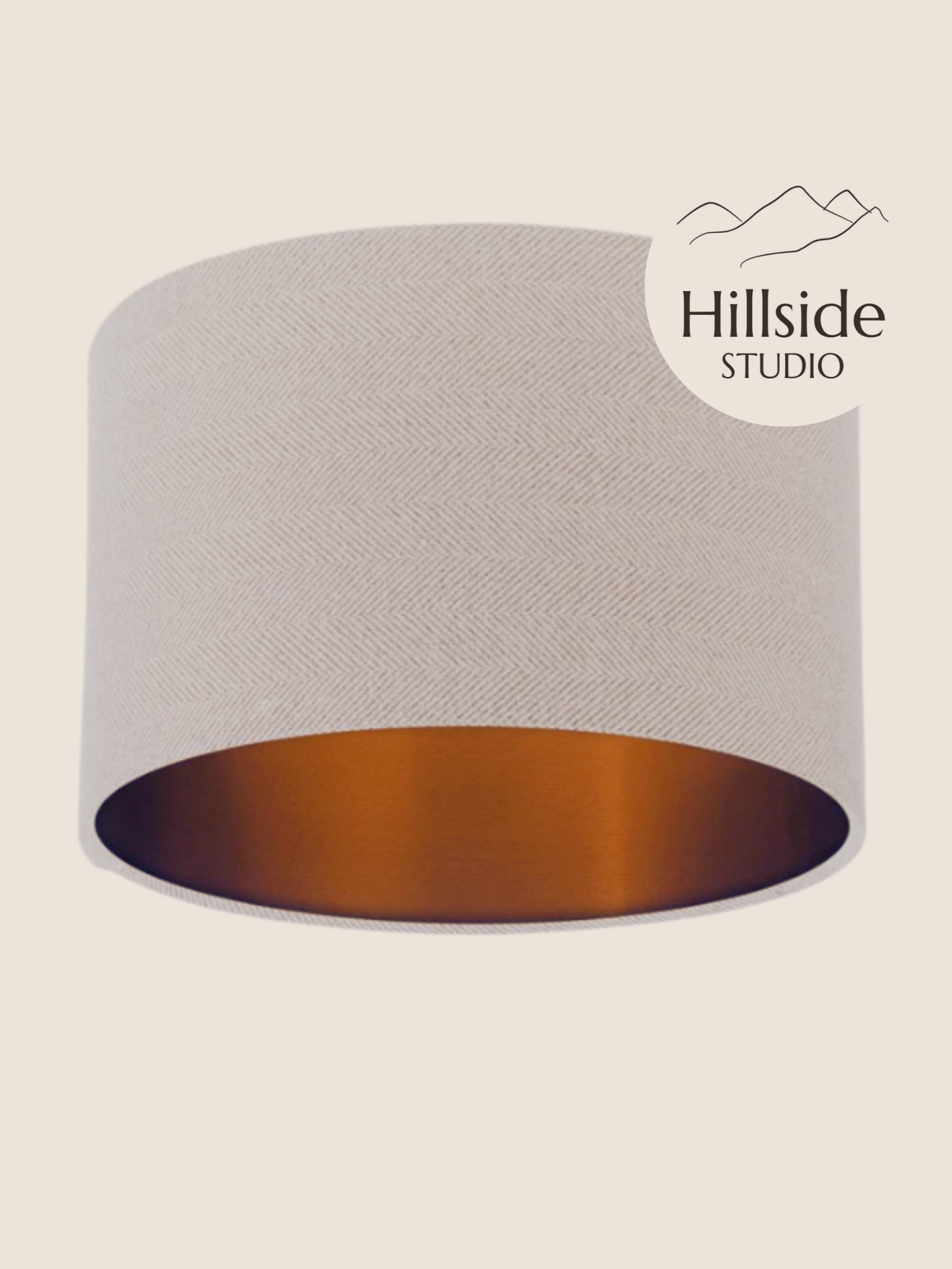Cream Herringbone Tweed Drum Lampshade