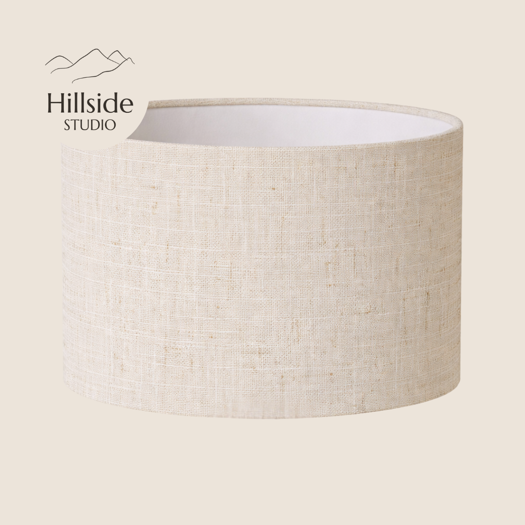 White Linen Drum Lampshade