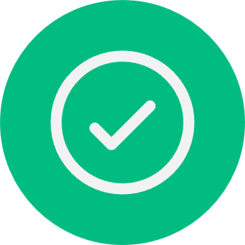 Green circle with white checkmark inside.