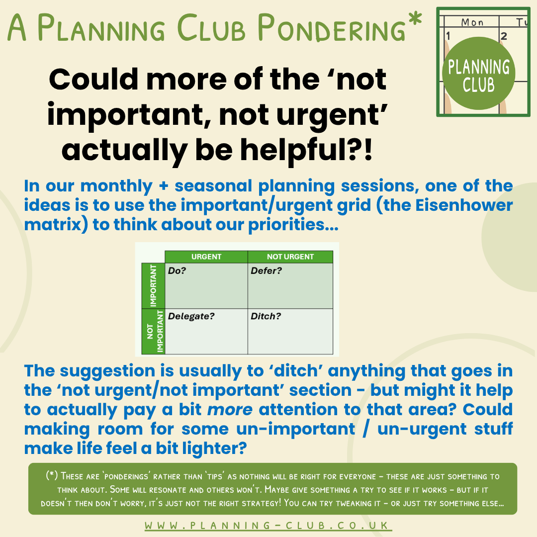This picture is a summary of the blog post and a reminder that these are called ponderings rather than tips as nothing will be right for everyone. They won't all be relevant to you, but they're something to think about...