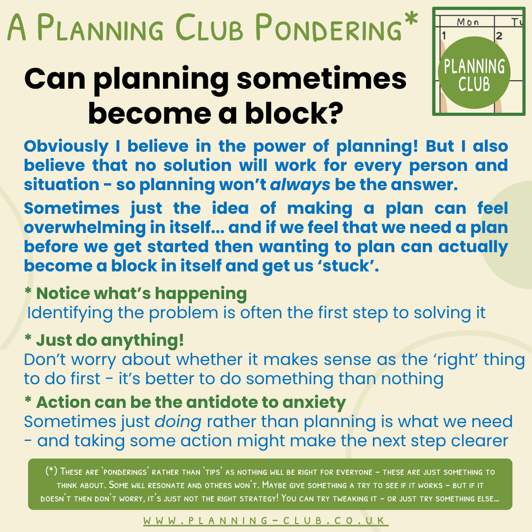 This picture is a summary of the blog post and a reminder that these are called ponderings rather than tips as nothing will be right for everyone. They won't all be relevant to you, but they're something to think about...