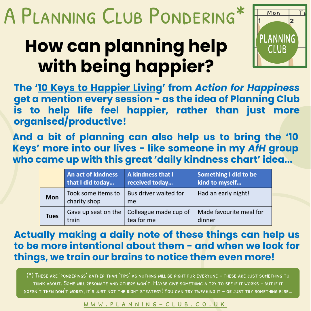 This picture is a summary of the blog post and a reminder that these are called ponderings rather than tips as nothing will be right for everyone. They won't all be relevant to you, but they're something to think about...