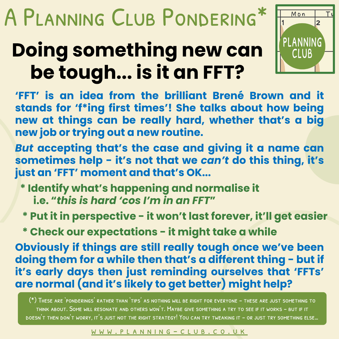 This picture is a summary of the blog post and a reminder that these are called ponderings rather than tips as nothing will be right for everyone. They won't all be relevant to you, but they're something to think about...