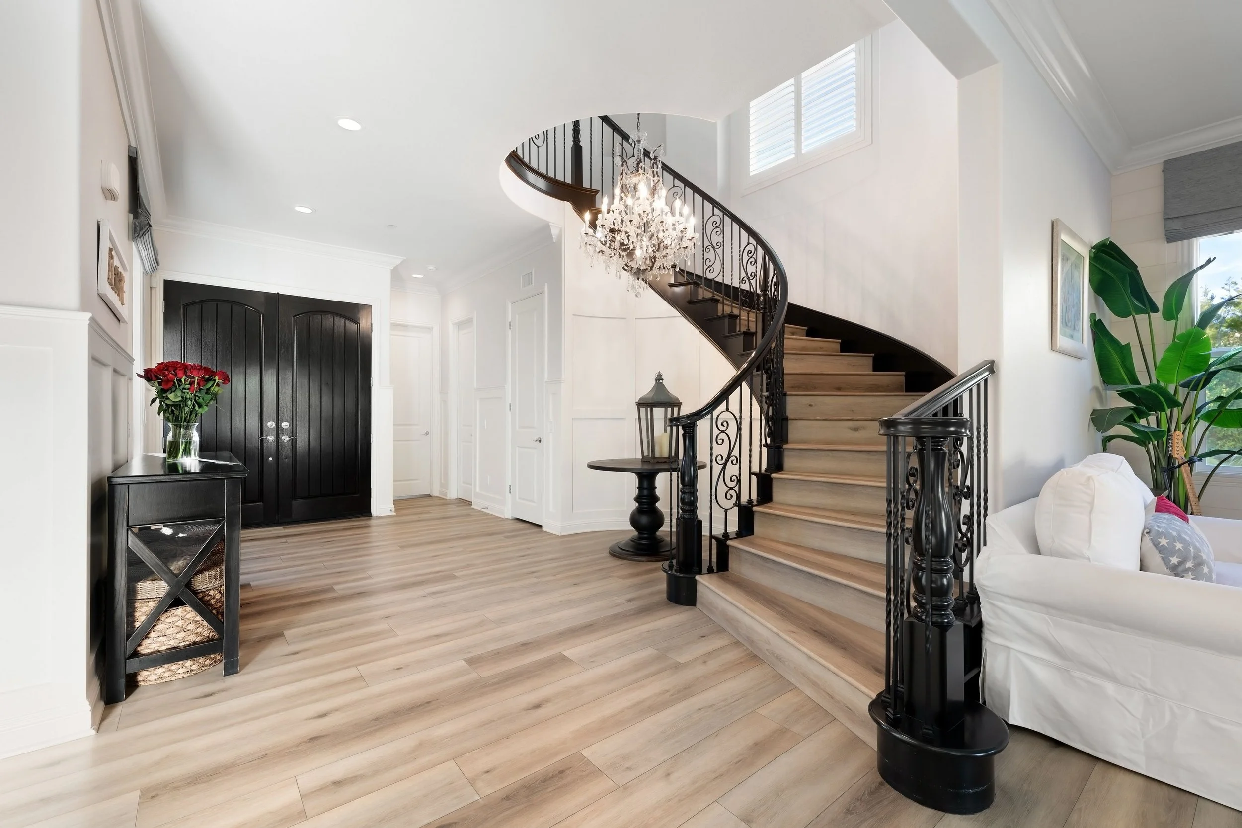 high-end vermont home entryway stairway remodeling
