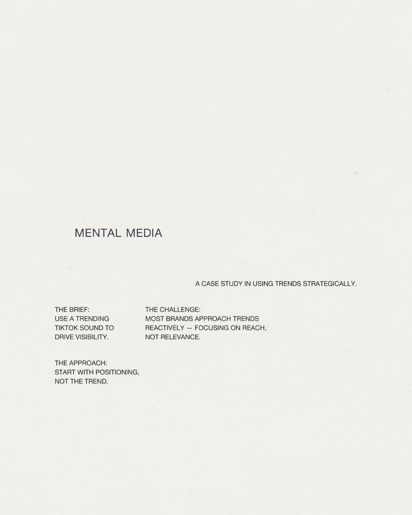 I applied this approach for a client in a highly competitive, experience-led industry, using a trending TikTok format that required a six-syllable phrase to match the beat of the sound. Like most trends, it could have easily been used in a way that p