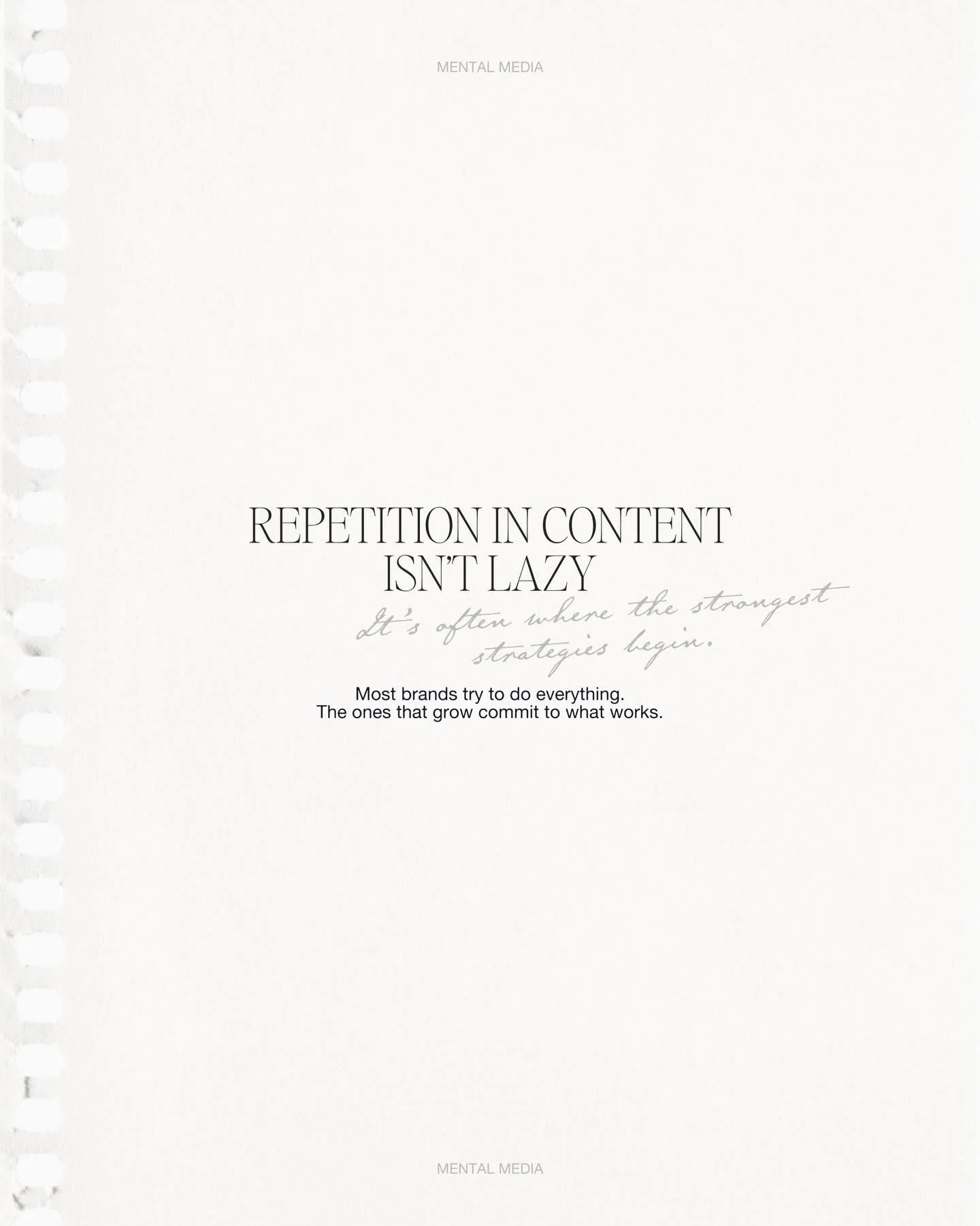 Most brands avoid repetition.

But repetition is what builds recognition.

When content is consistent in format and message, it becomes easier to understand, easier to remember, and easier to trust. It removes the need to constantly reinvent and allo