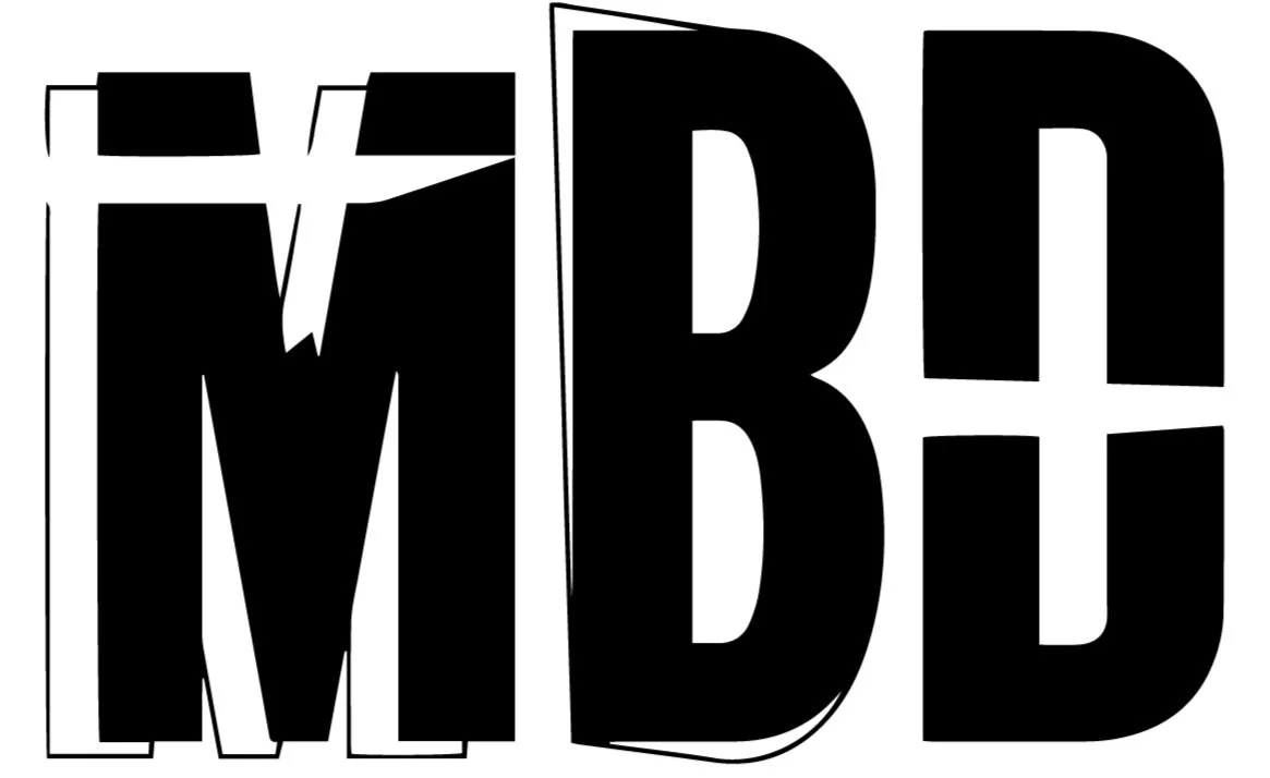 Black and white graphic with the letters MBD