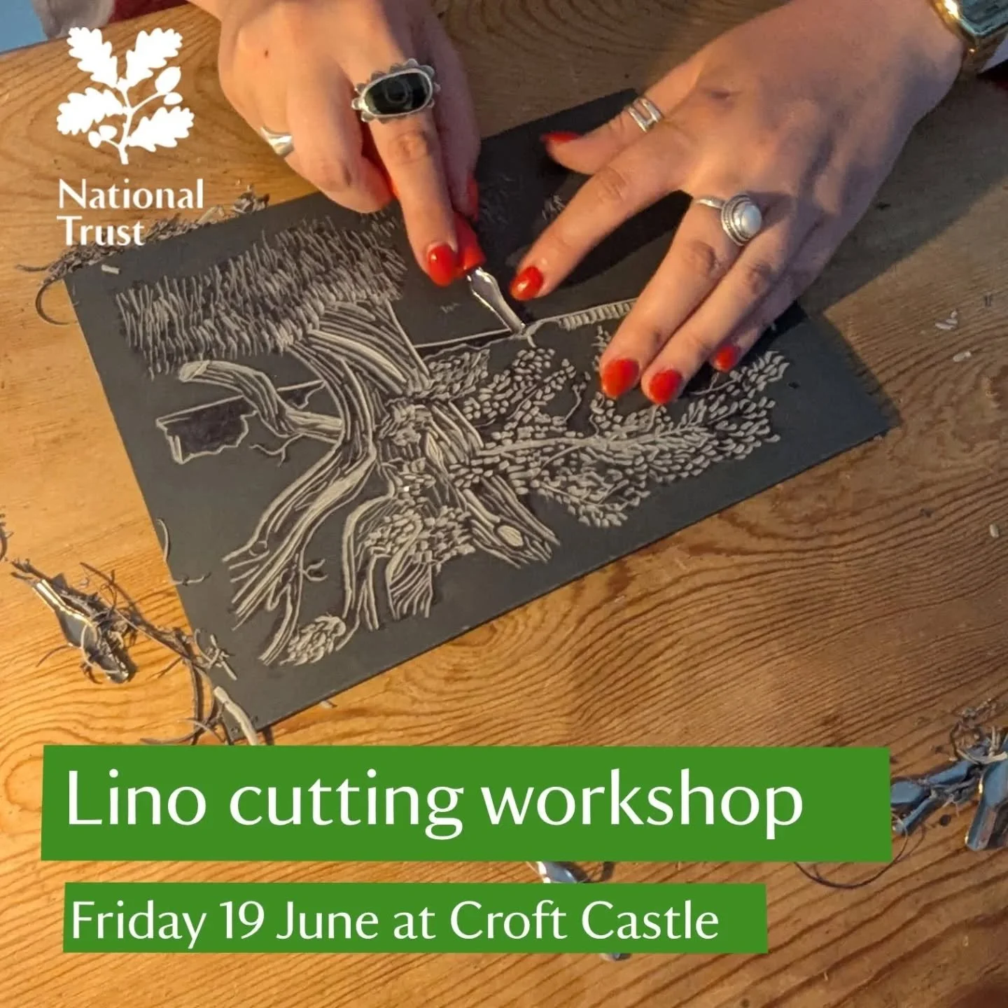 There's something special about making art outdoors and  I'm thrilled to be hosting a lino cutting workshop at @ntherefordshire Croft Castle! Join me for a creative day of carving and printing, inspired by nature, history and the stunning surrounding