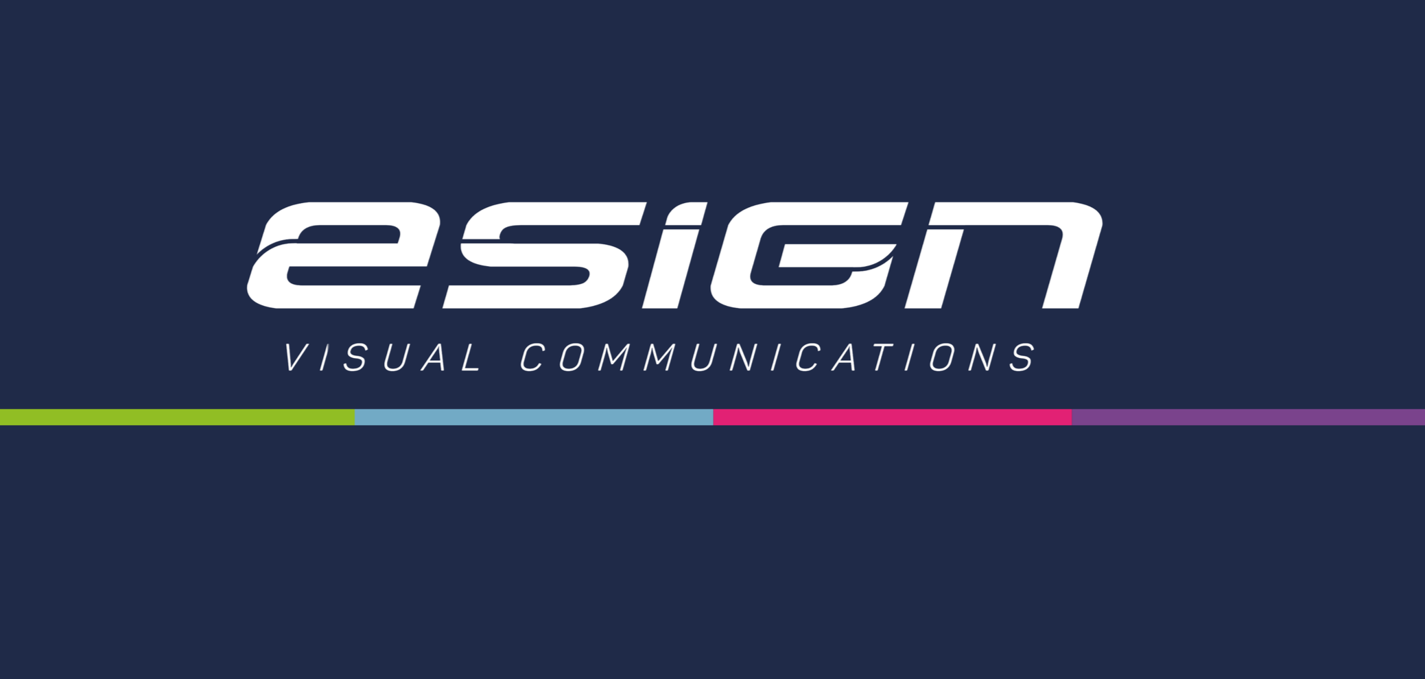 Logo for aSIGN Visual Communications with stylized text and a colorful horizontal line.