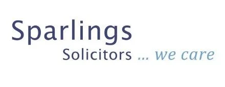 Logo of Sparlings Solicitors with the slogan 'we care'.