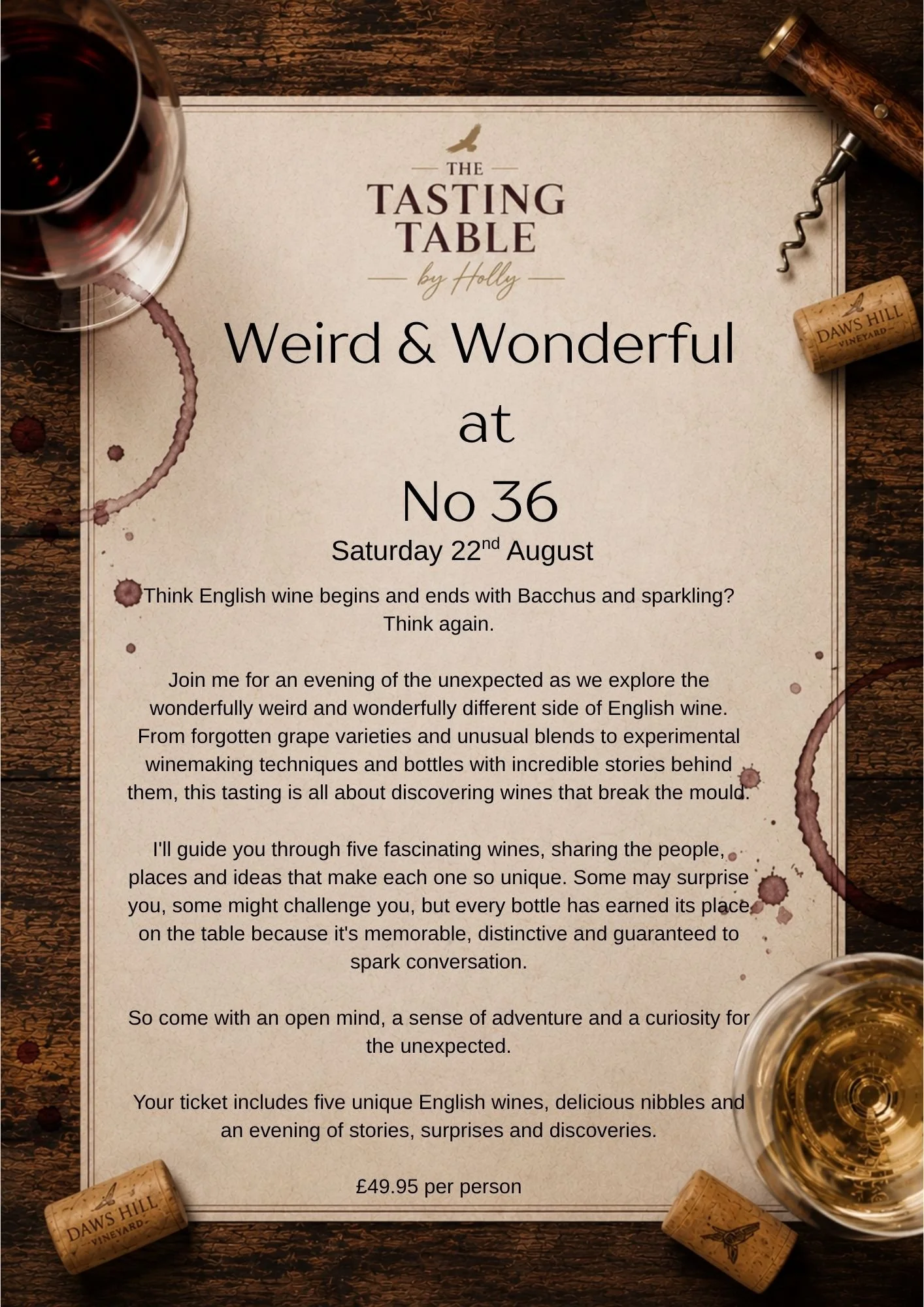 Weird and Wonderful wines @ No36, Chinnor. Saturday 22nd August 7.30pm