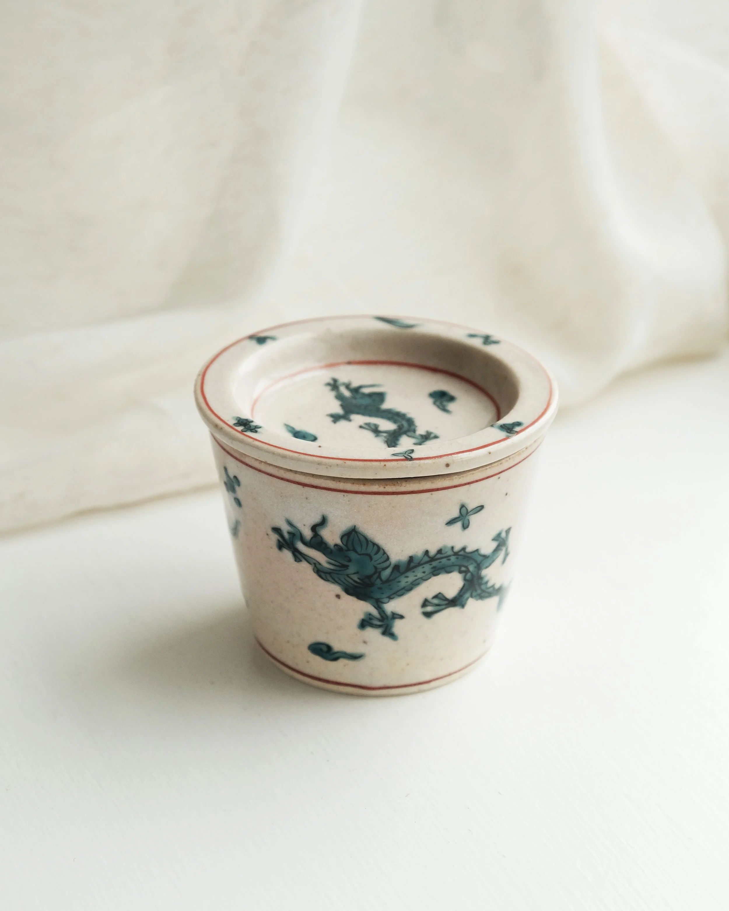 Hand Painted Vintage Cup with Lid