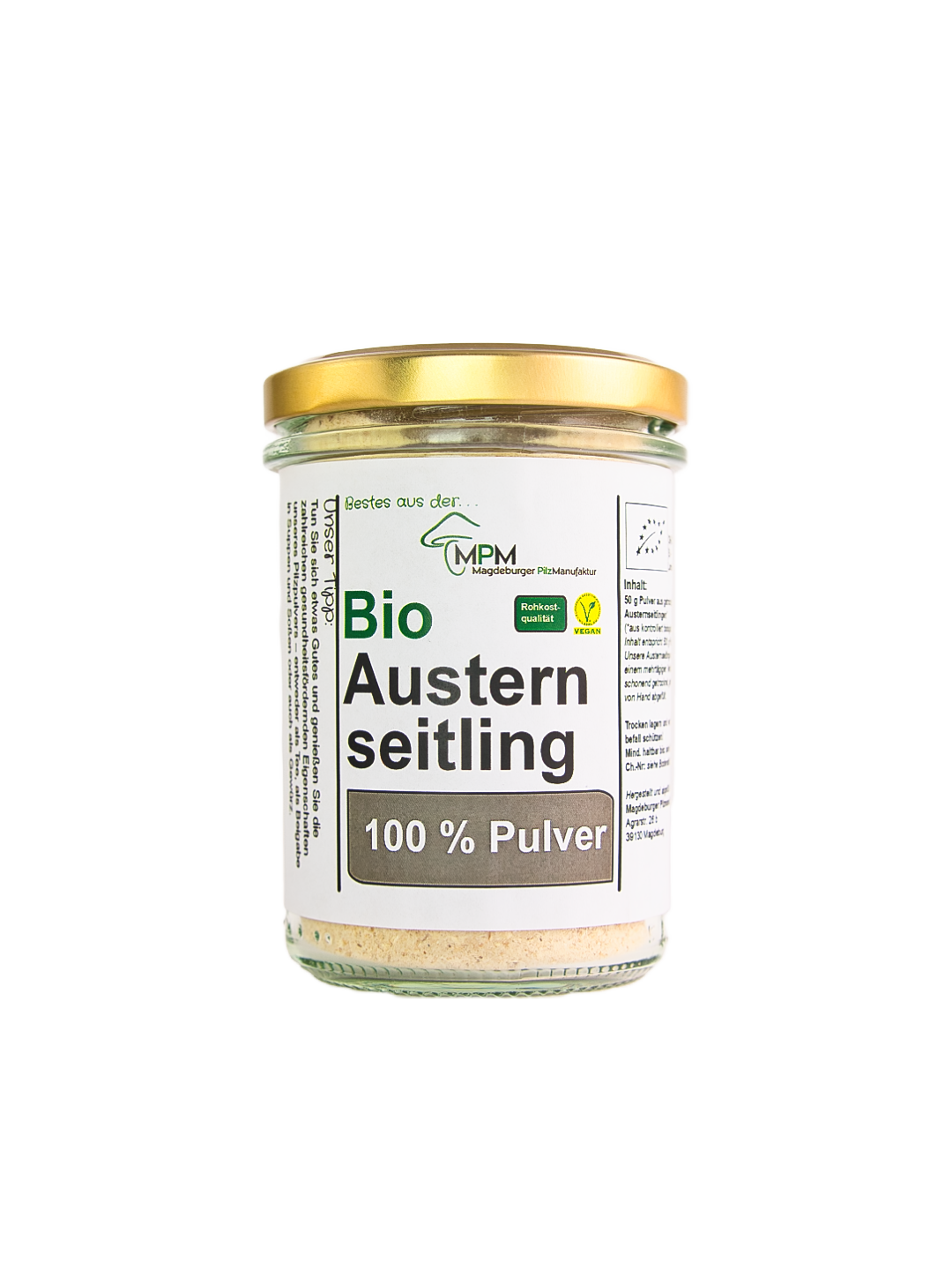 Bio Austernseitling Pulver im Schraubglas