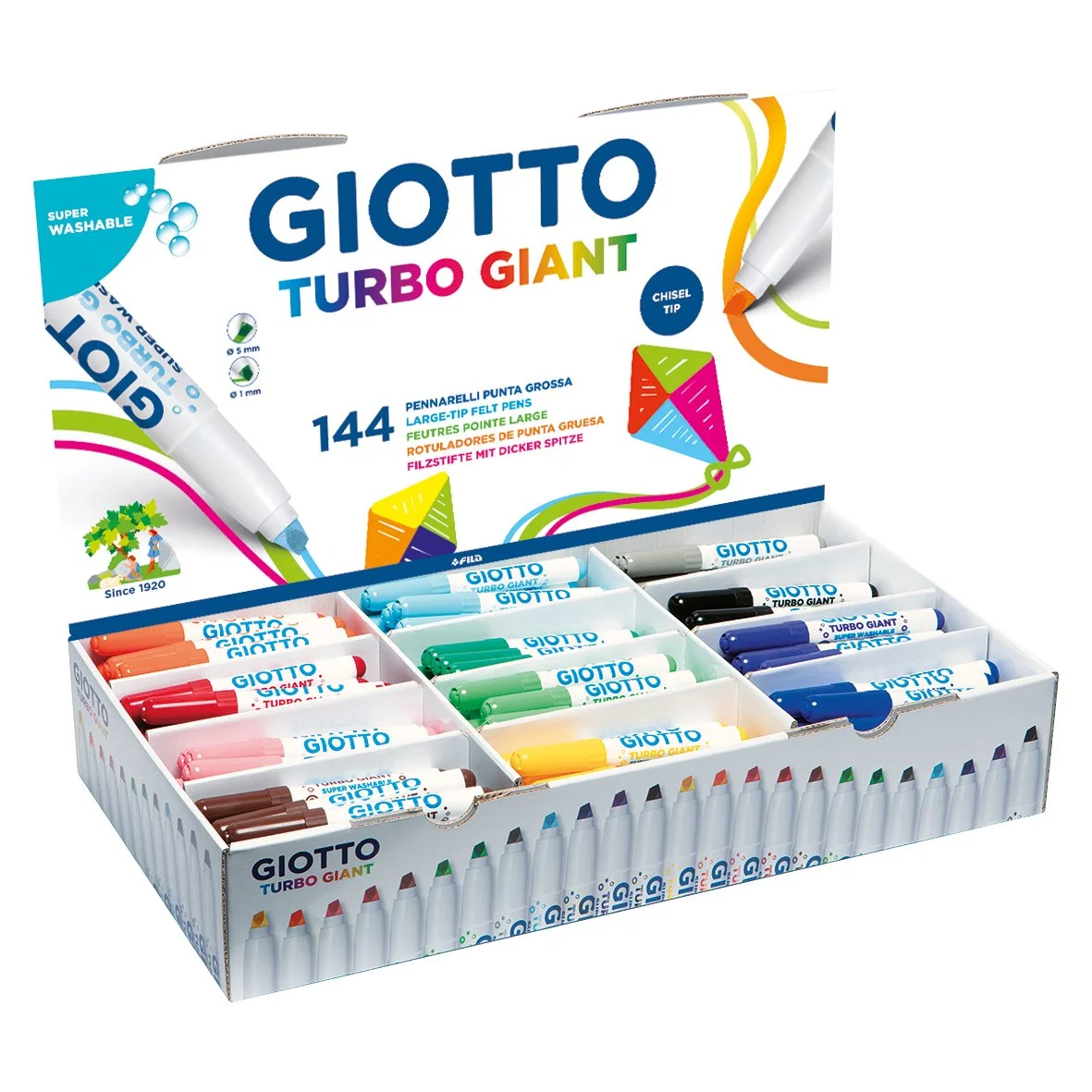 Giotto Turbo Giant Felt Tip Pen Chisel School Pack