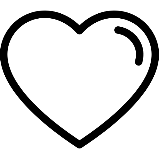 A black and white line drawing of a heart shape.