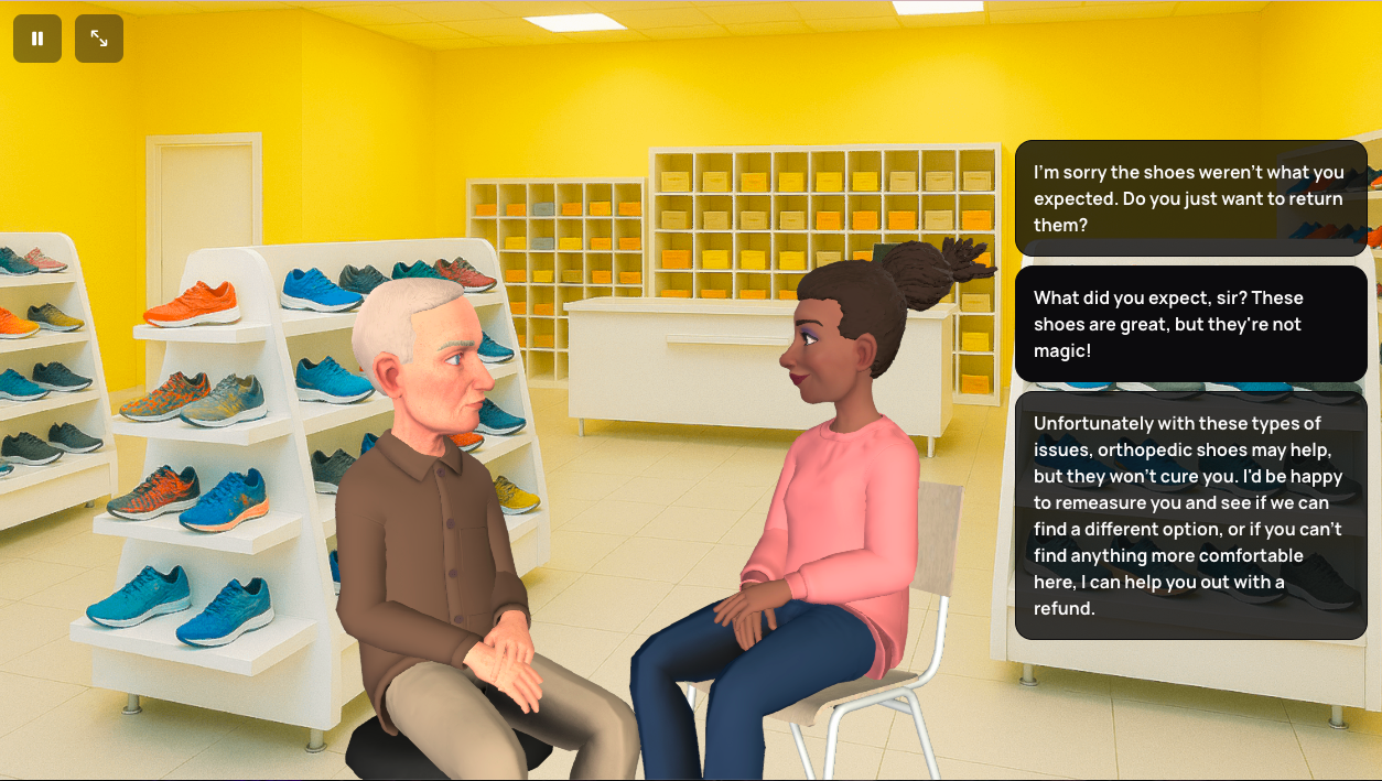 Response Node: Select to de-escalate the customer's concern.
