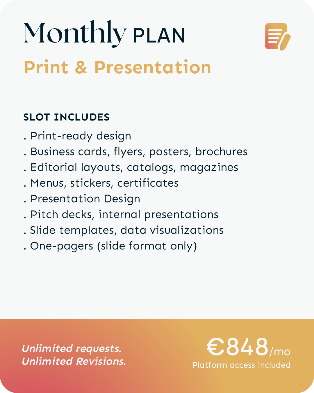 Print & Presentation | Monthly Plan