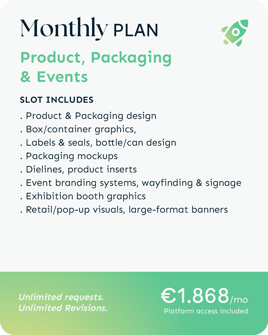 Product, Packaging & Events | Monthly Plan