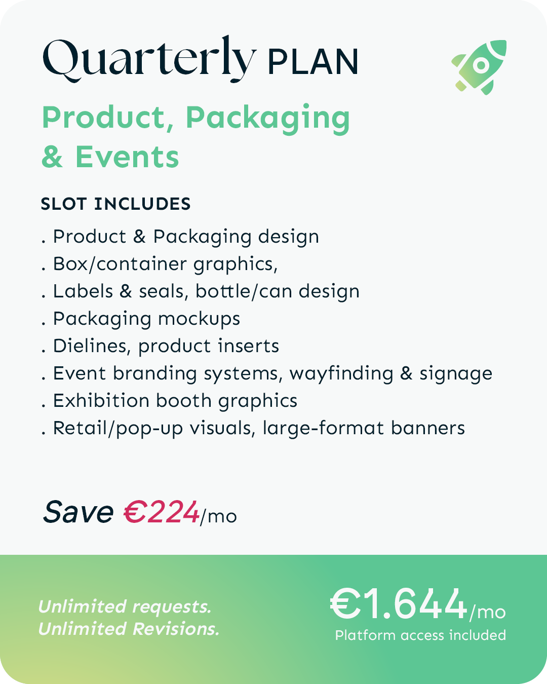 Product, Packaging & Events | Quarterly Plan