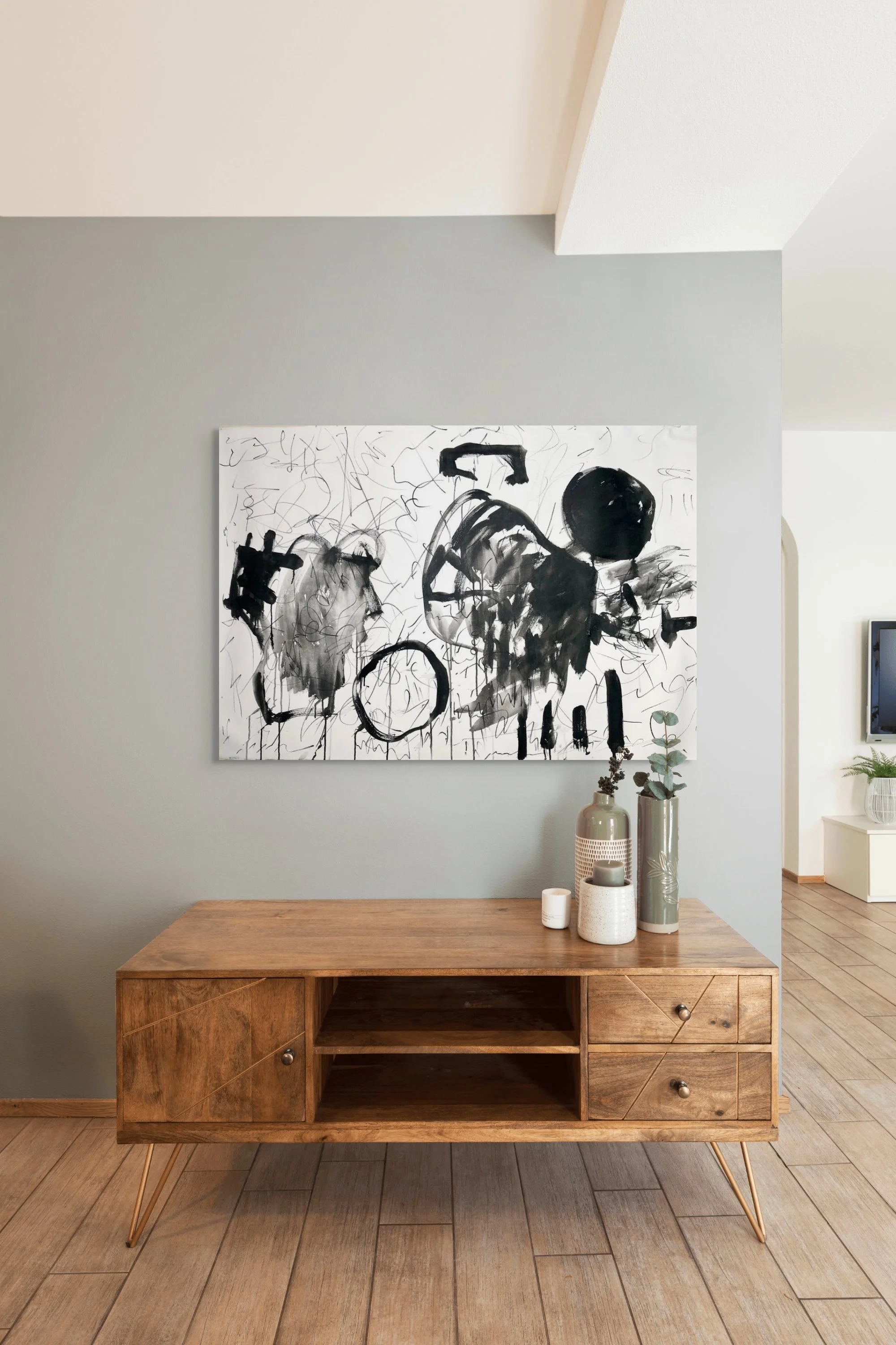 'Sketch in Black', 130x90cm, Acrylics on Canvas