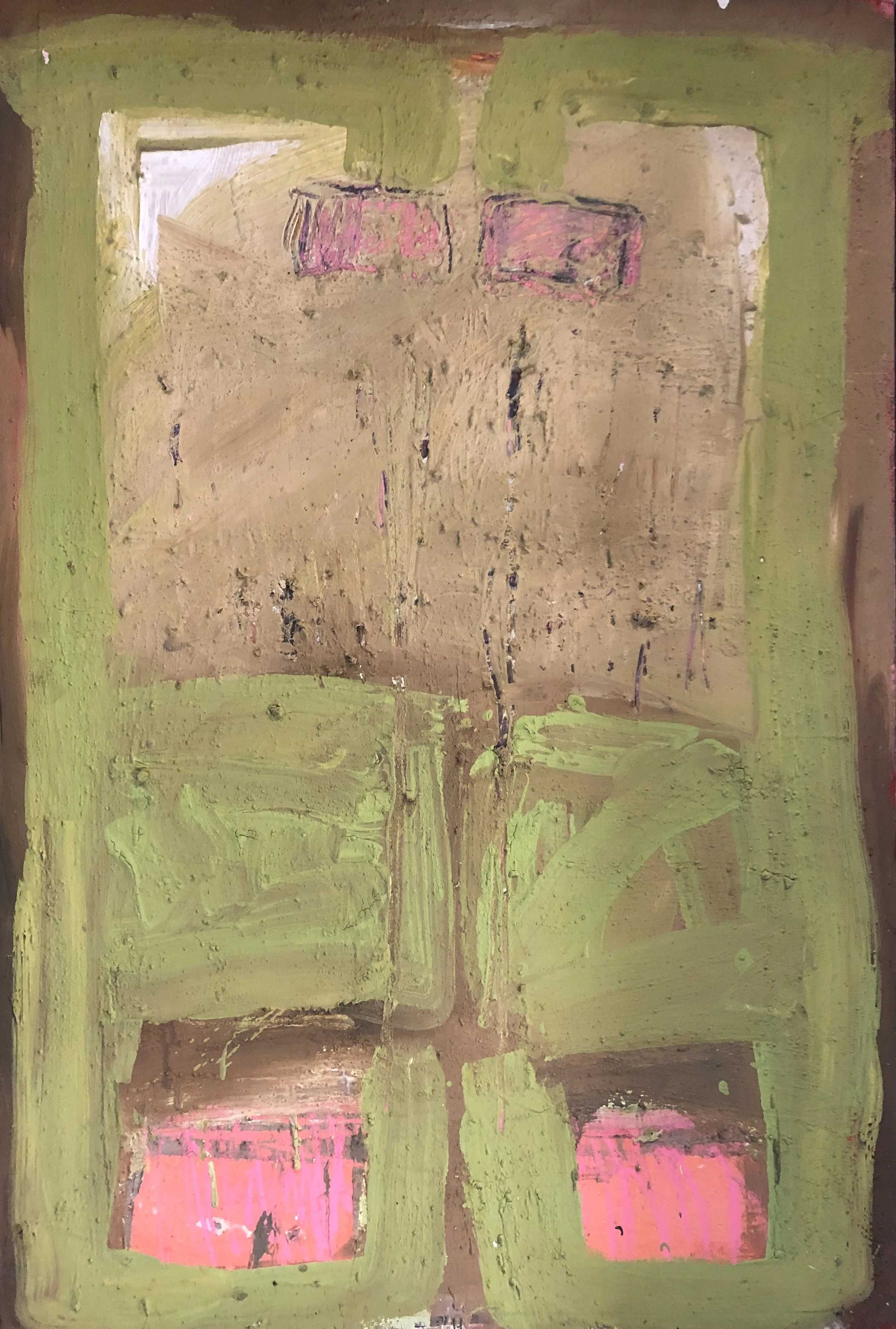 'Green Panel', 80x 120cm, Collage and mixed media on Wood