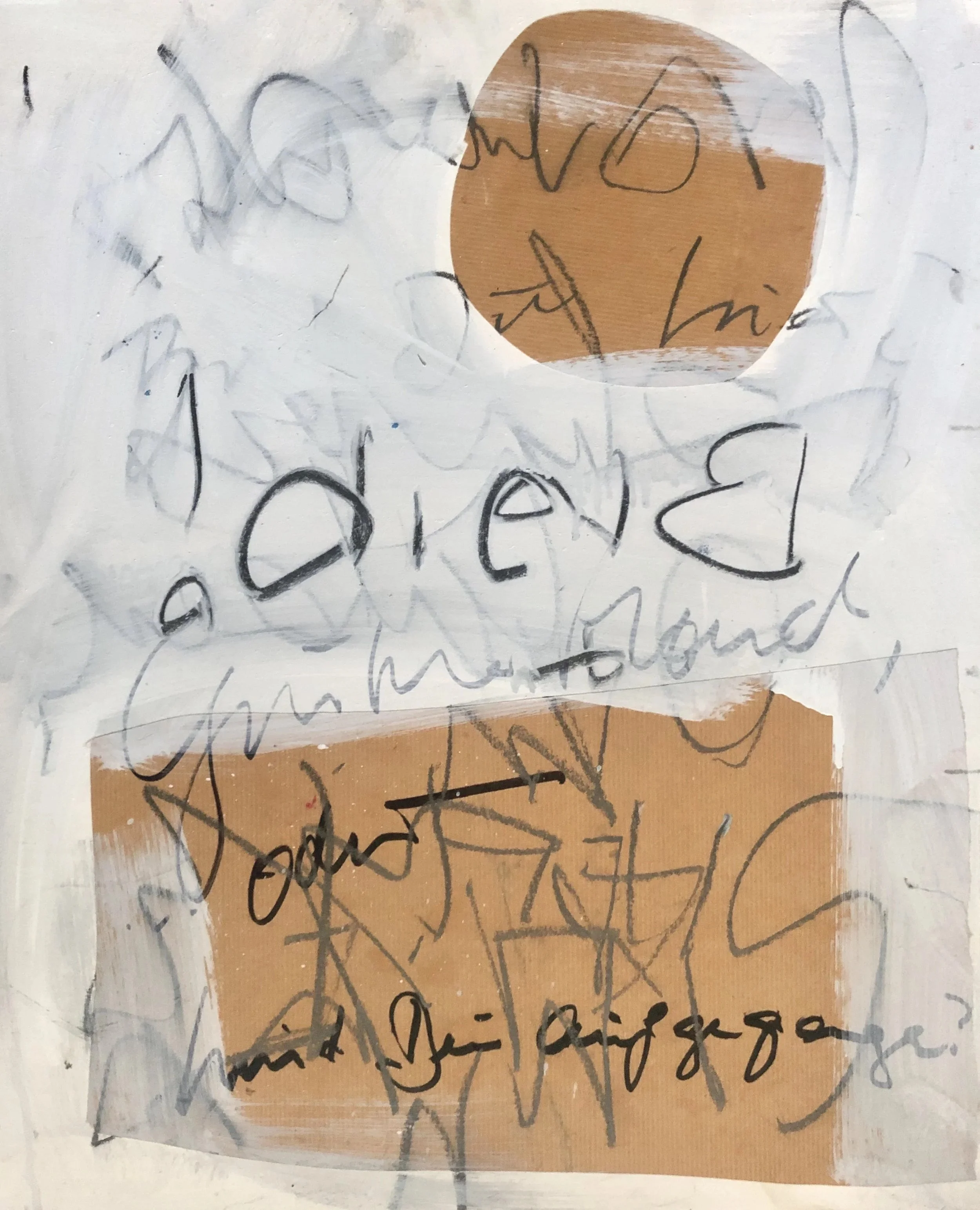 'Bleib!', 46.5x56cm, Collage and mixed media on Hardboard