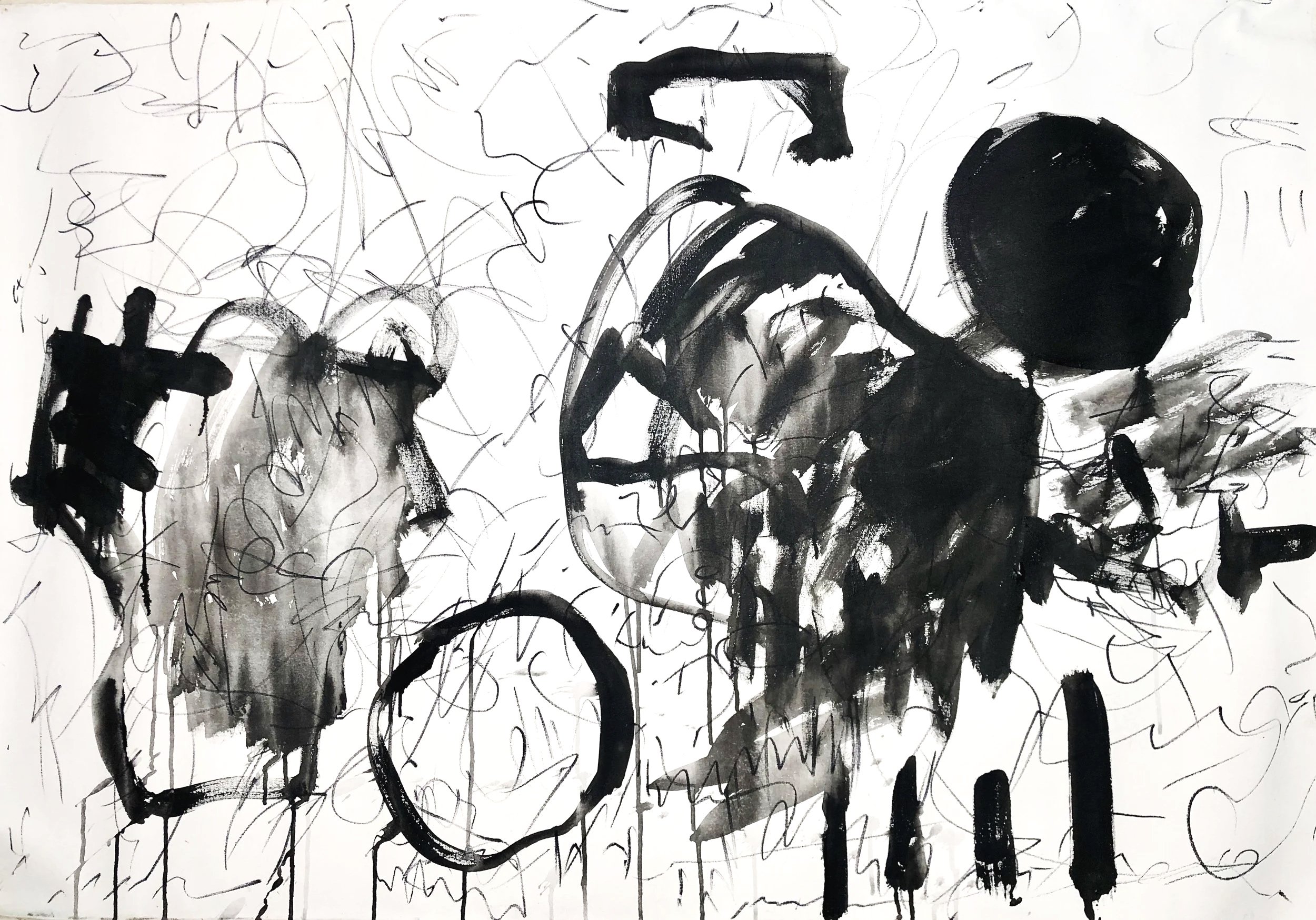 'Sketch in Black', 130x90cm, Acrylics on Canvas