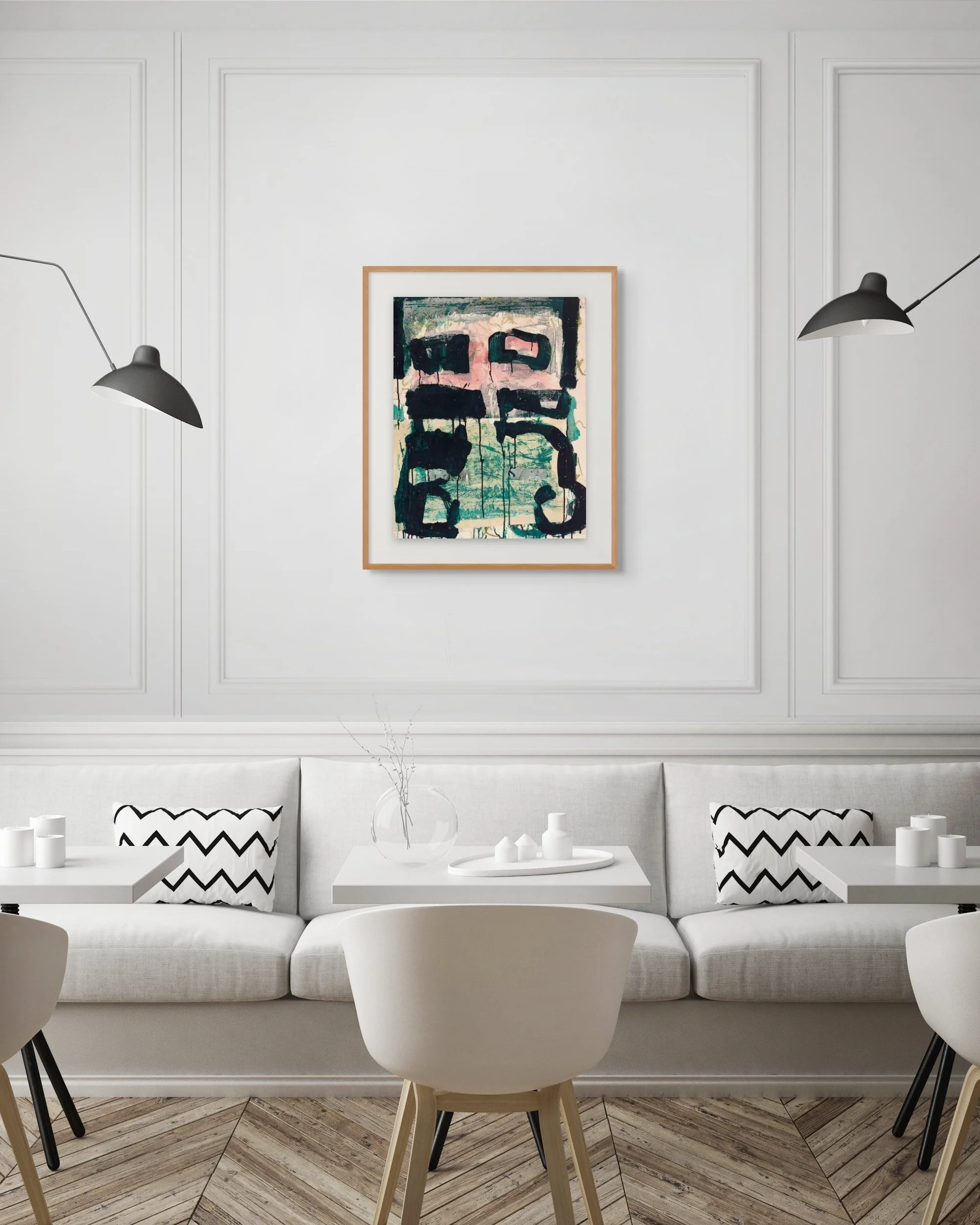 'Green Paragraph', 61 x 77cm, Mixed Media on Hardboard (frame not included)