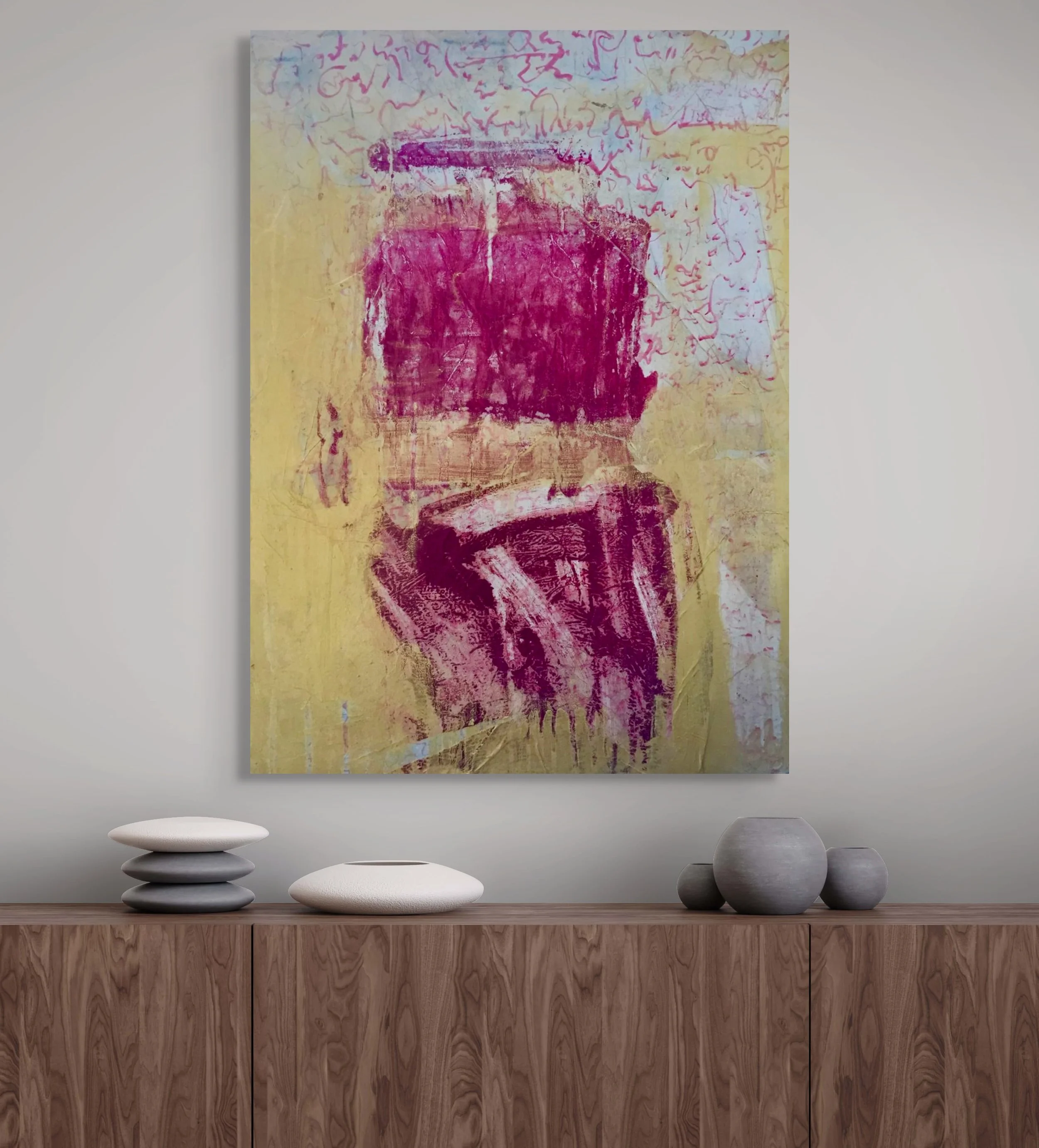 'Sacred Duality', 73 x 100cm, Collage and mixed media on Canvas