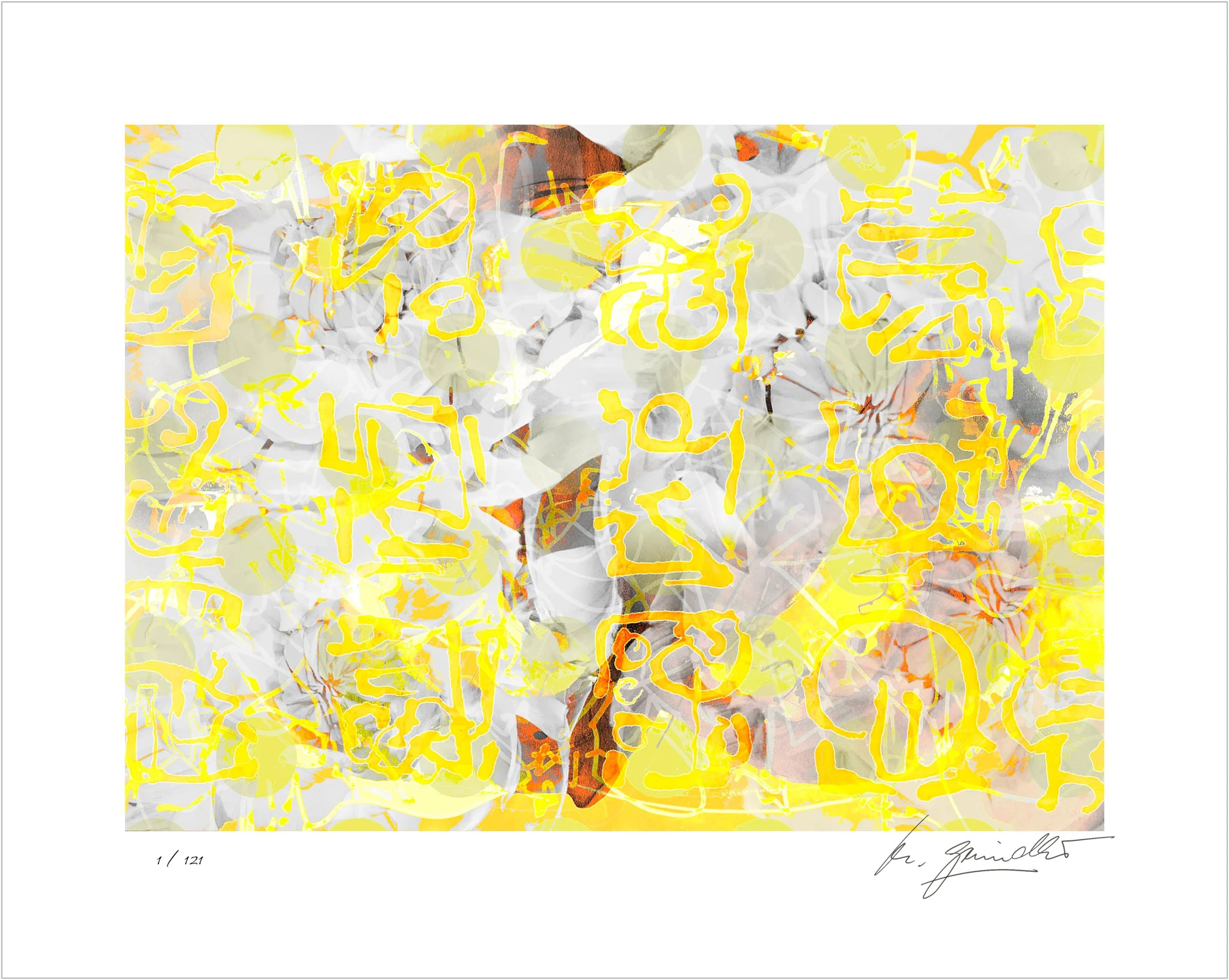 ‘Yellow Signs’, Giclee print, limited edition, Print size 25x18cm, Paper size 50x40cm, signed and numbered.