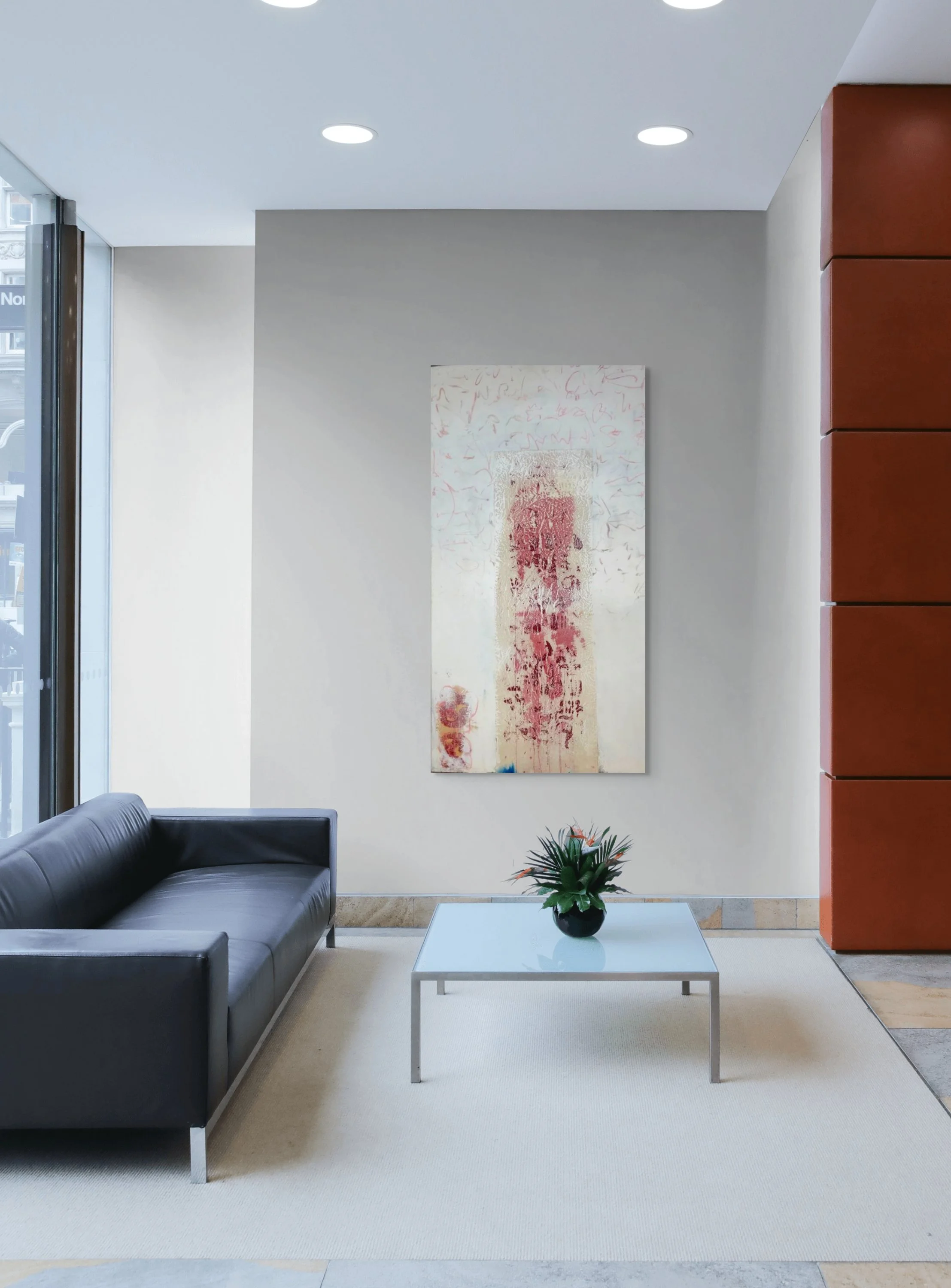 'Pink Signs', 80 x 150cm, Collage and mixed media on Canvas