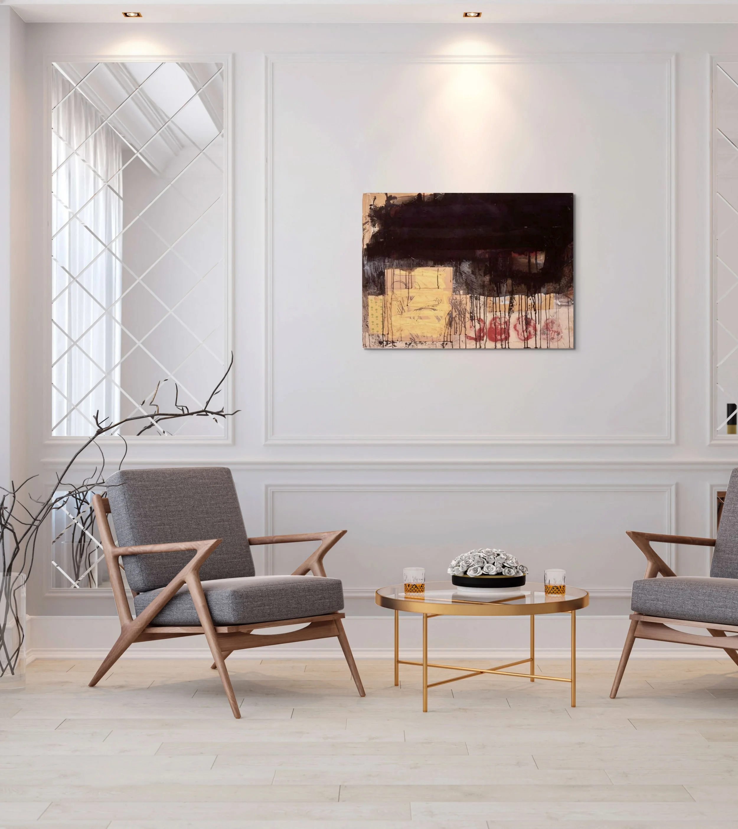 'Darkness Receding', 99 x 73cm, Collage and mixed media on Canvas