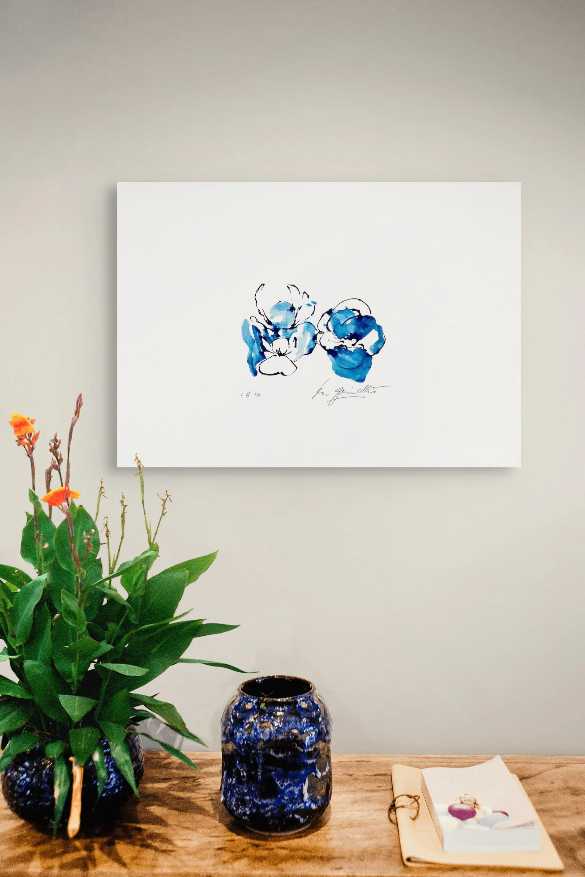 ‘Blue Petals’, Giclee print, limited edition, Print size 30x22cm, Paper size A3 (42x29.7cm), signed and numbered.