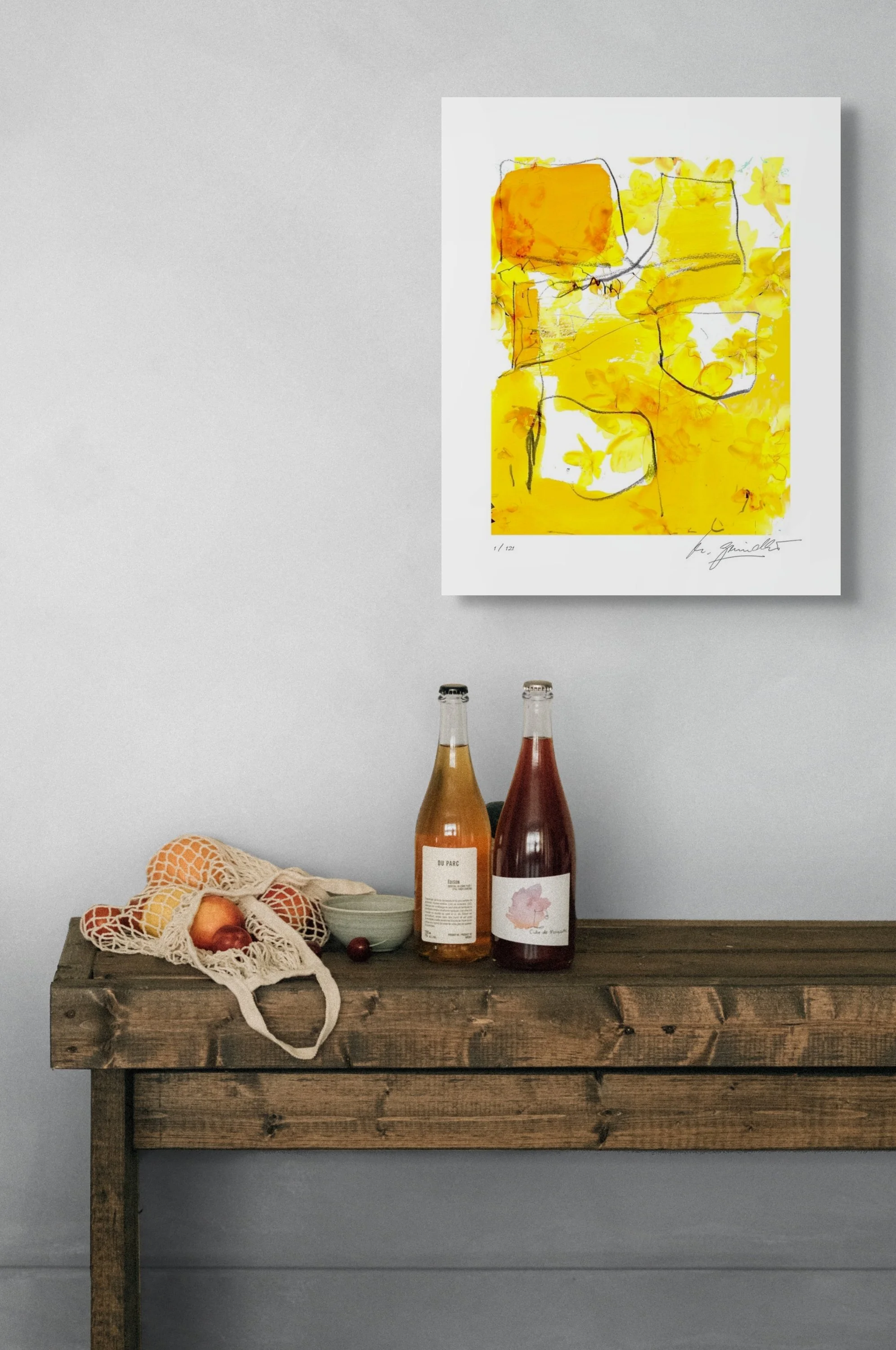 ‘Abstract Yellow’, Giclee print, limited edition, Print size 30x38cm, Paper size 40x50cm, signed and numbered.