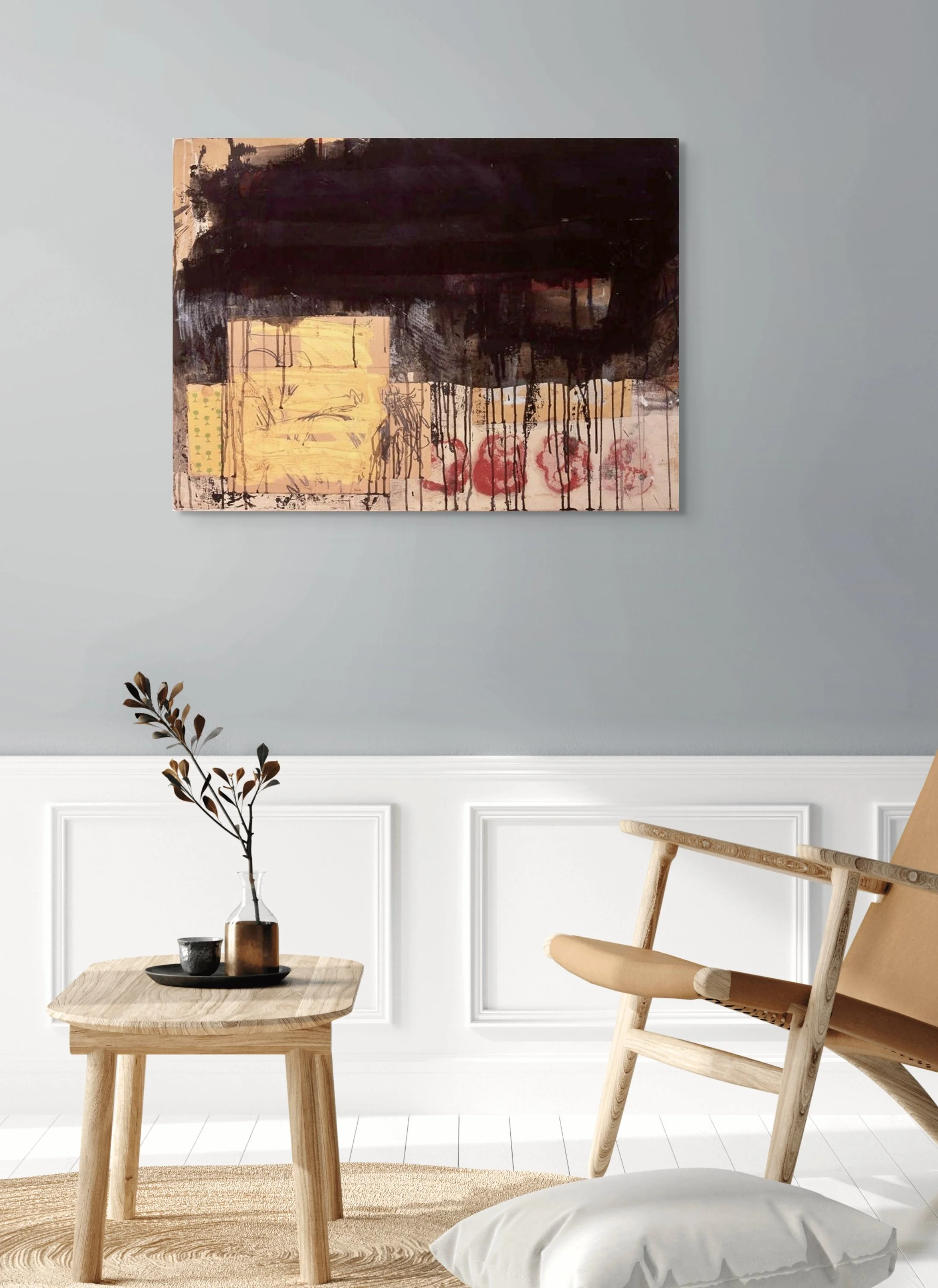 'Darkness Receding', 99 x 73cm, Collage and mixed media on Canvas