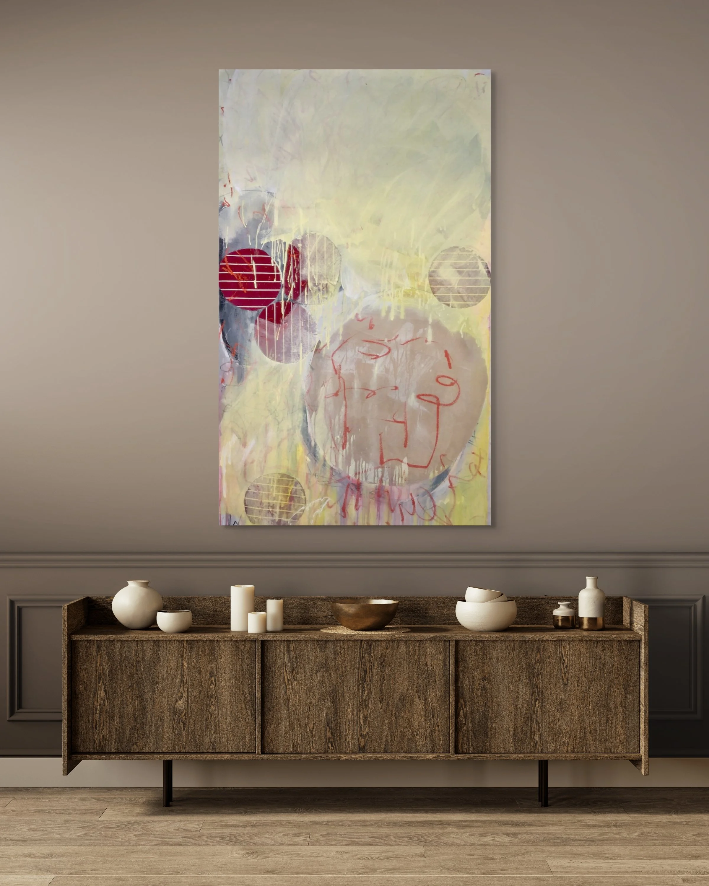 'Heavy Light', 80x150cm, Collage and mixed media on Canvas