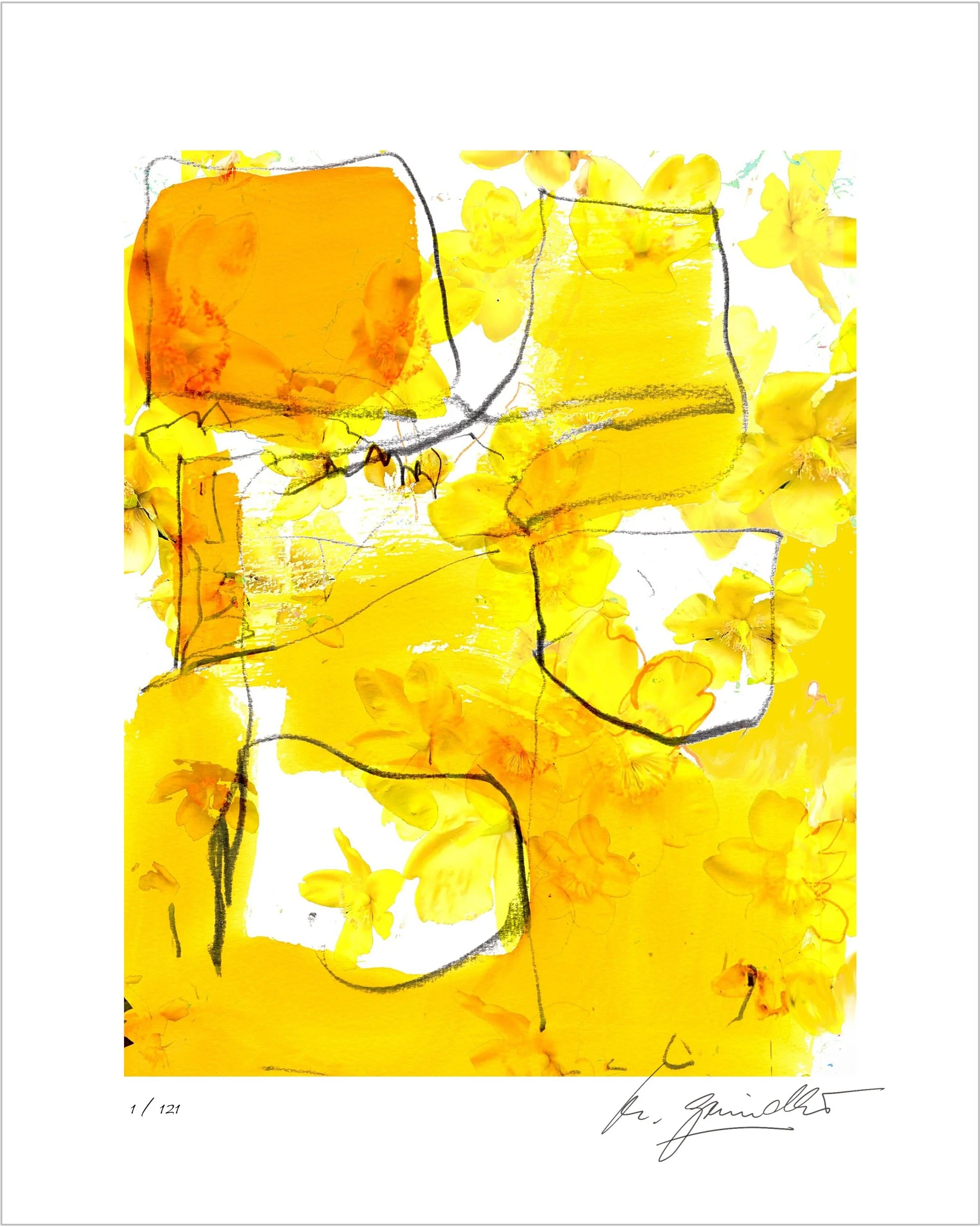 ‘Abstract Yellow’, Giclee print, limited edition, Print size 30x38cm, Paper size 40x50cm, signed and numbered.