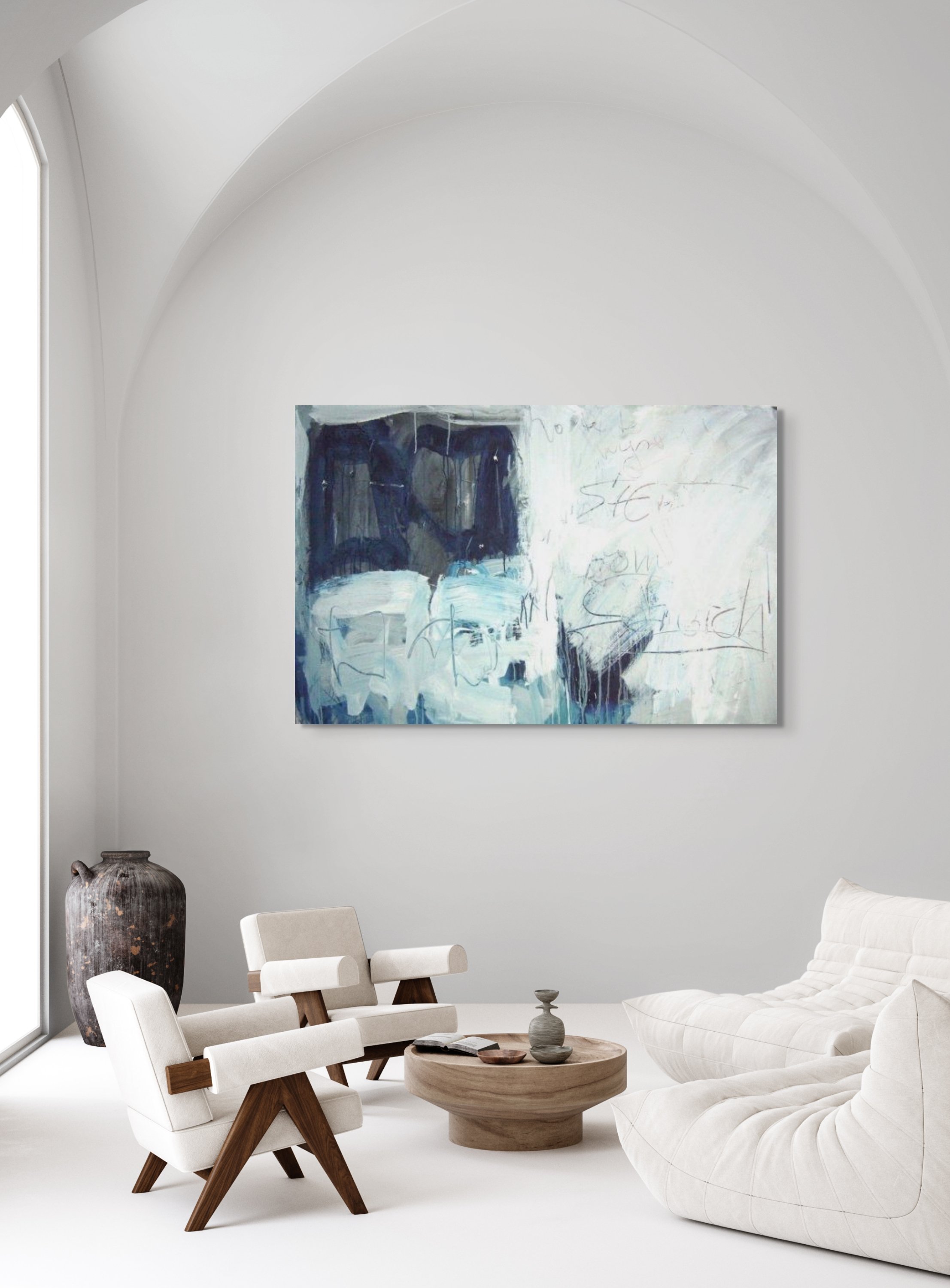 'Breaking Blue', 152x98cm, Collage and mixed media on Canvas