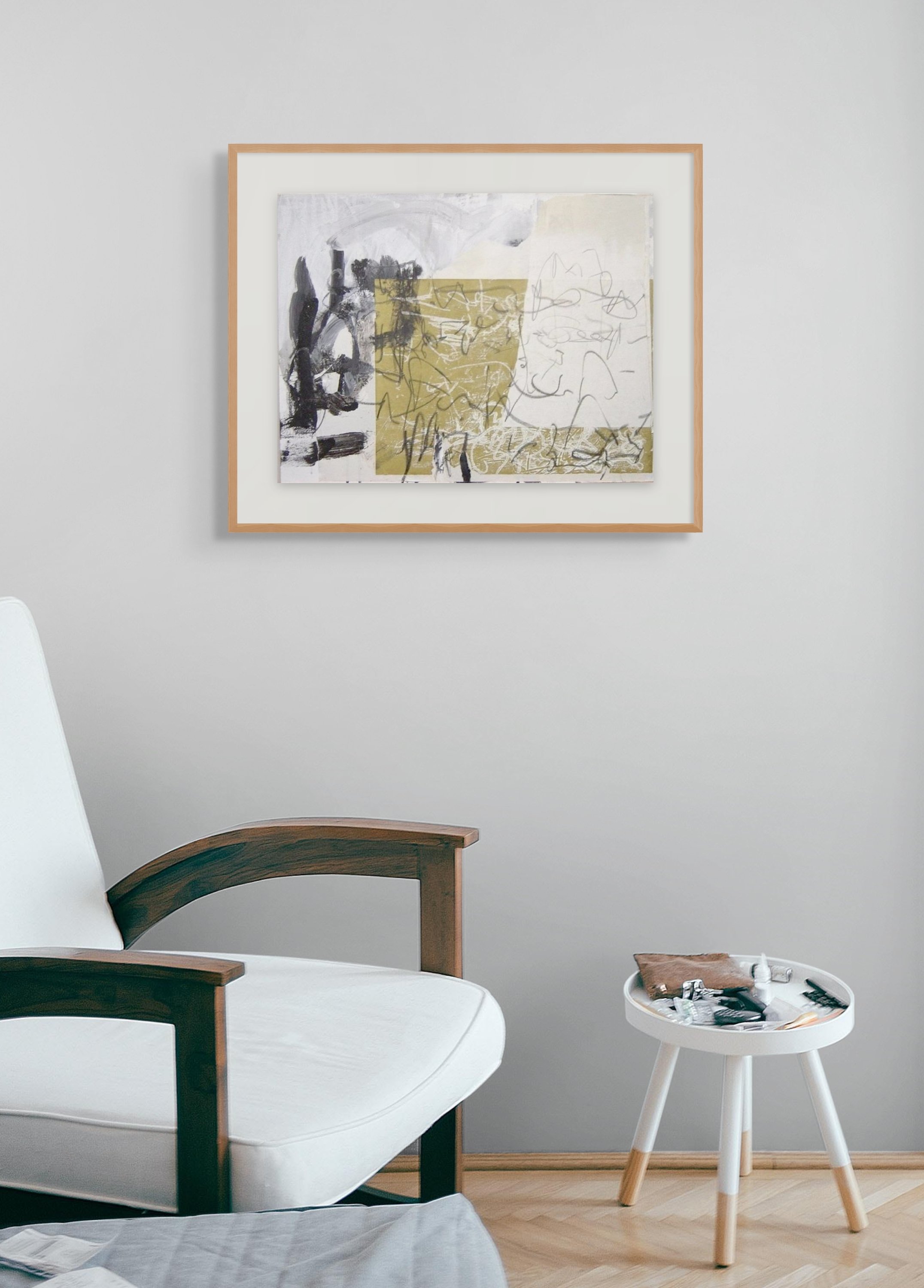 'Italian Script', 59x45.5cm, Collage and mixed media on Hardboard (frame not included)