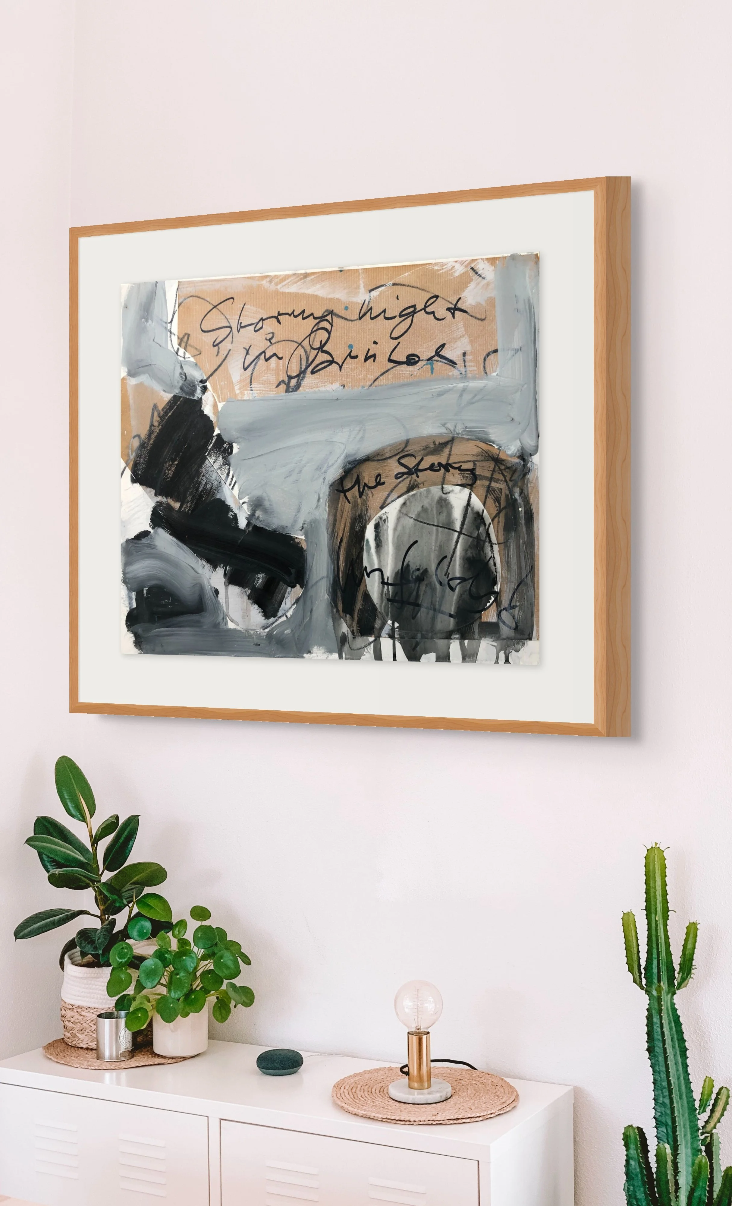 'Stormy night in Bristol', 56x47cm, Collage and mixed media on Hardboard (frame not included)